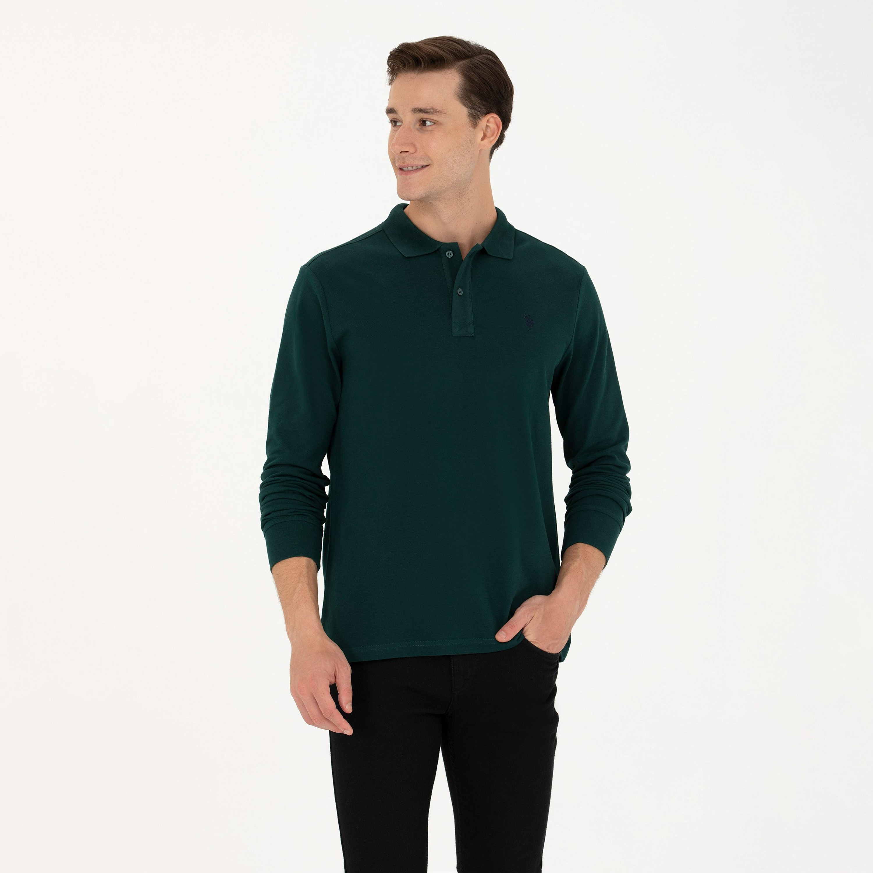 تيشيرت بولو بياقة وأكمام طويلة وبشعار ماركة يو إس بولو أسن-men-clothing-tshirtsandpolos-polos-image-1