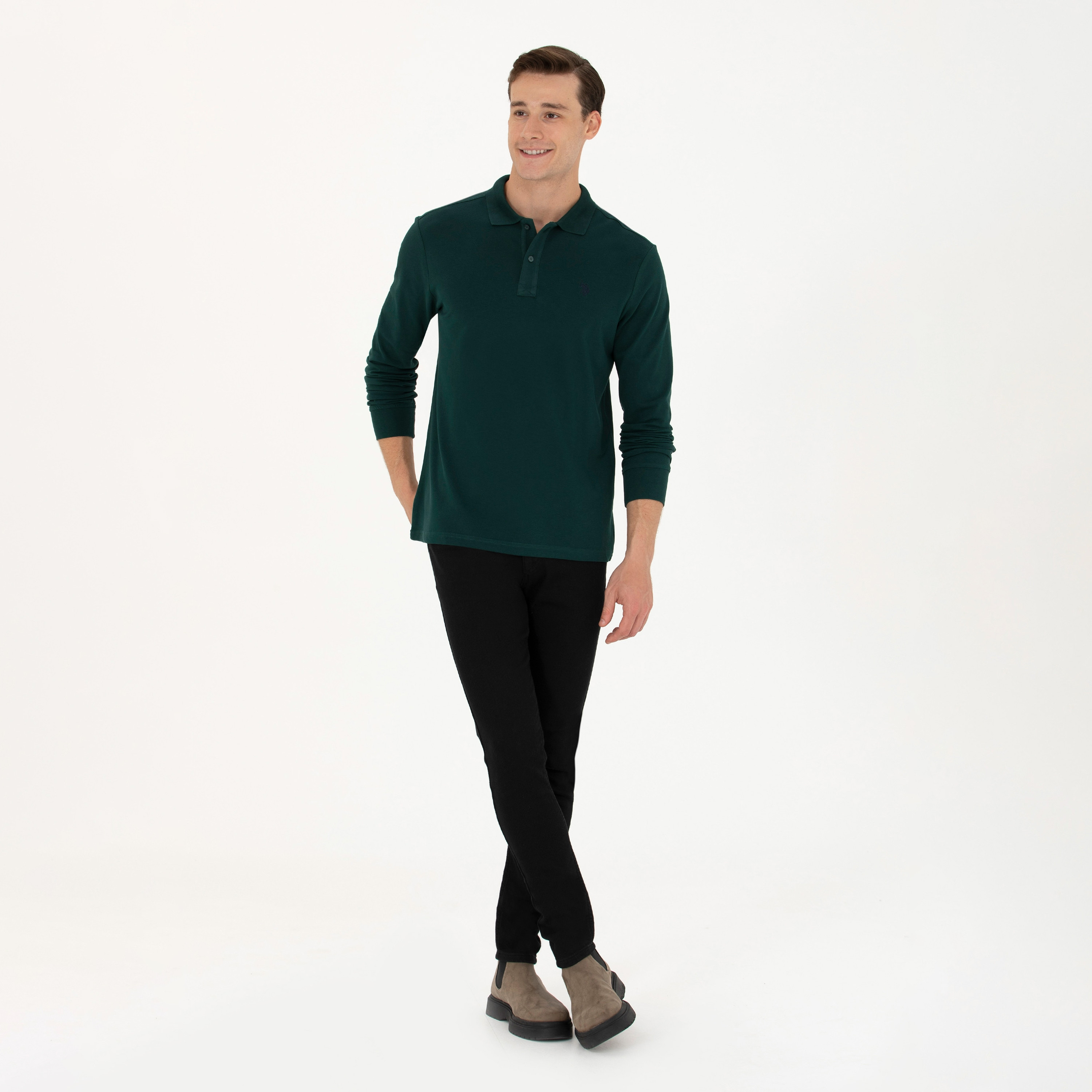 تيشيرت بولو بياقة وأكمام طويلة وبشعار ماركة يو إس بولو أسن-men-clothing-tshirtsandpolos-polos-image-2