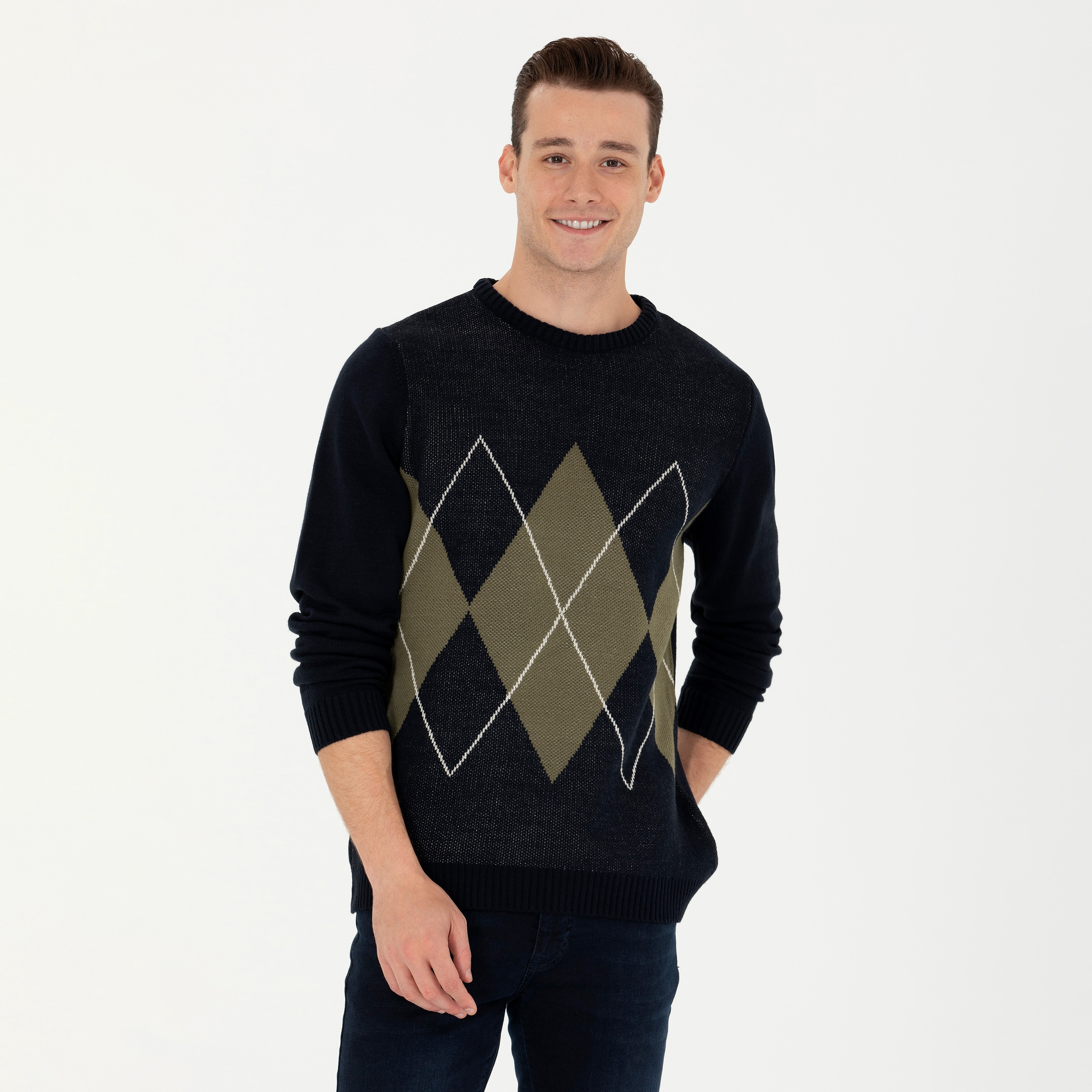 U.S. Polo Assn Colour Block Crew Neck Long Sleeves Knitted Jumper-men-clothing-sweatersandpullovers-image-1
