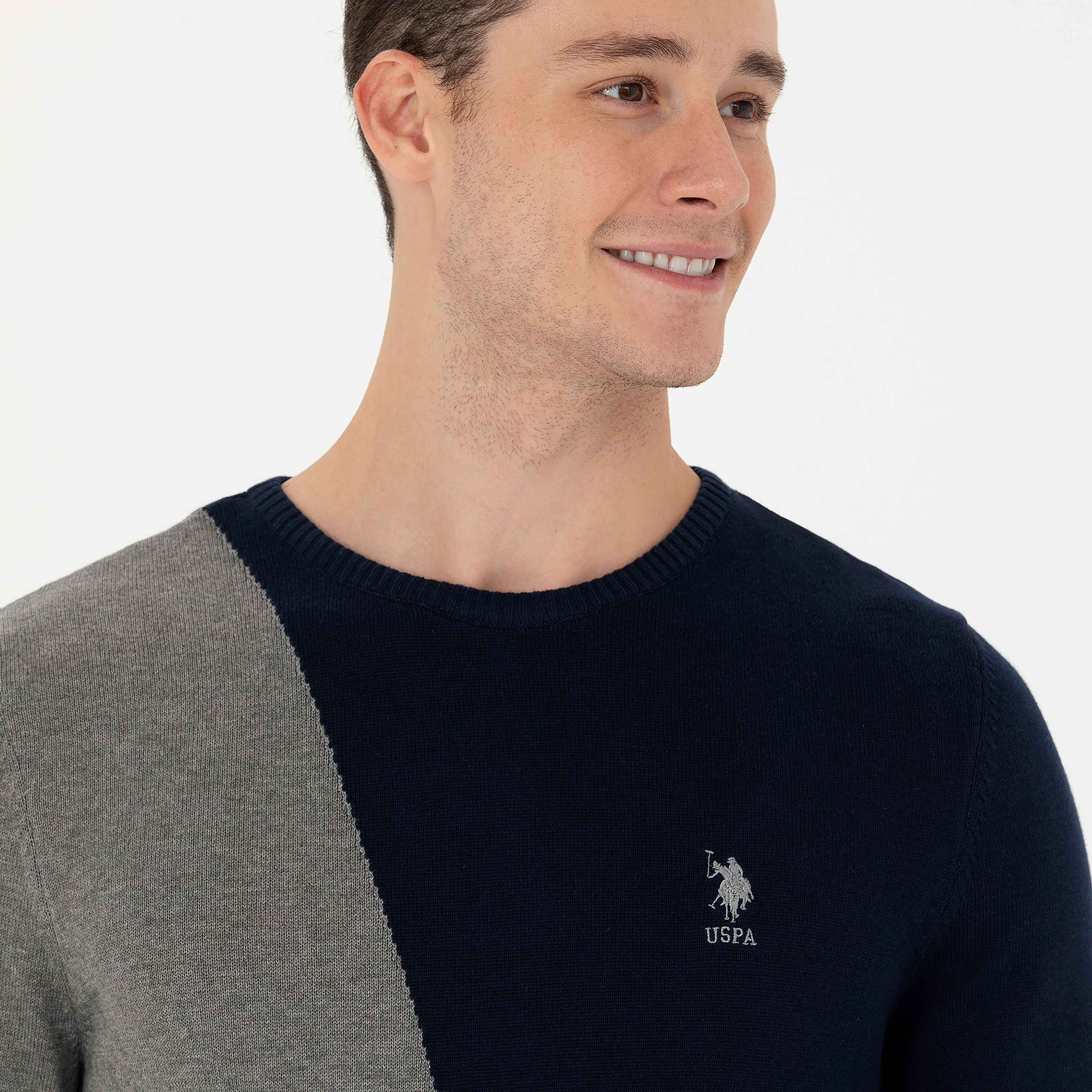 U.S. Polo Assn Colour Block Crew Neck Long Sleeves Knitted Jumper-men-clothing-sweatersandpullovers-image-3