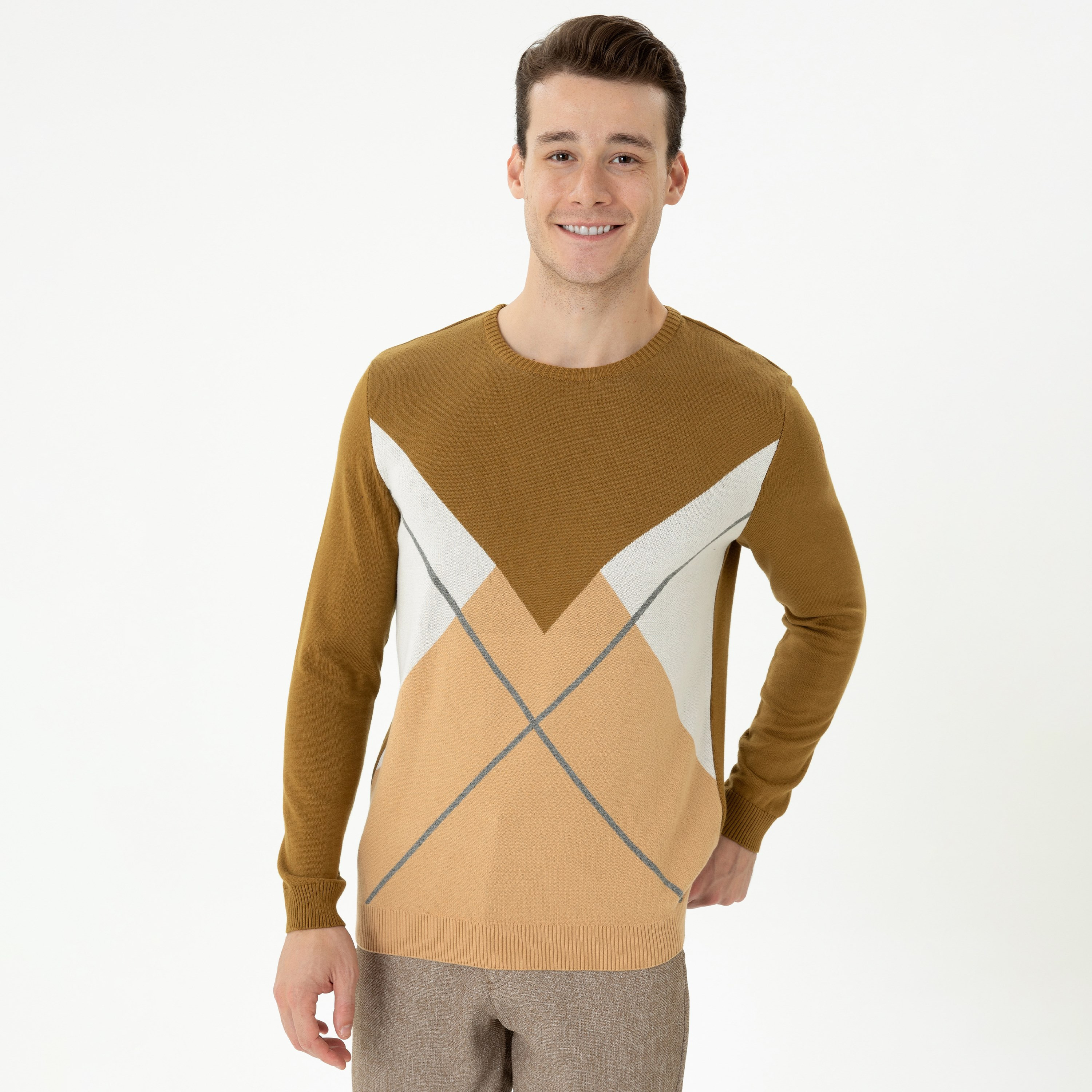 U.S. Polo Assn Geometric Argyle Crew Neck Long Sleeves Men's Sweater-men-clothing-sweatersandpullovers-image-1