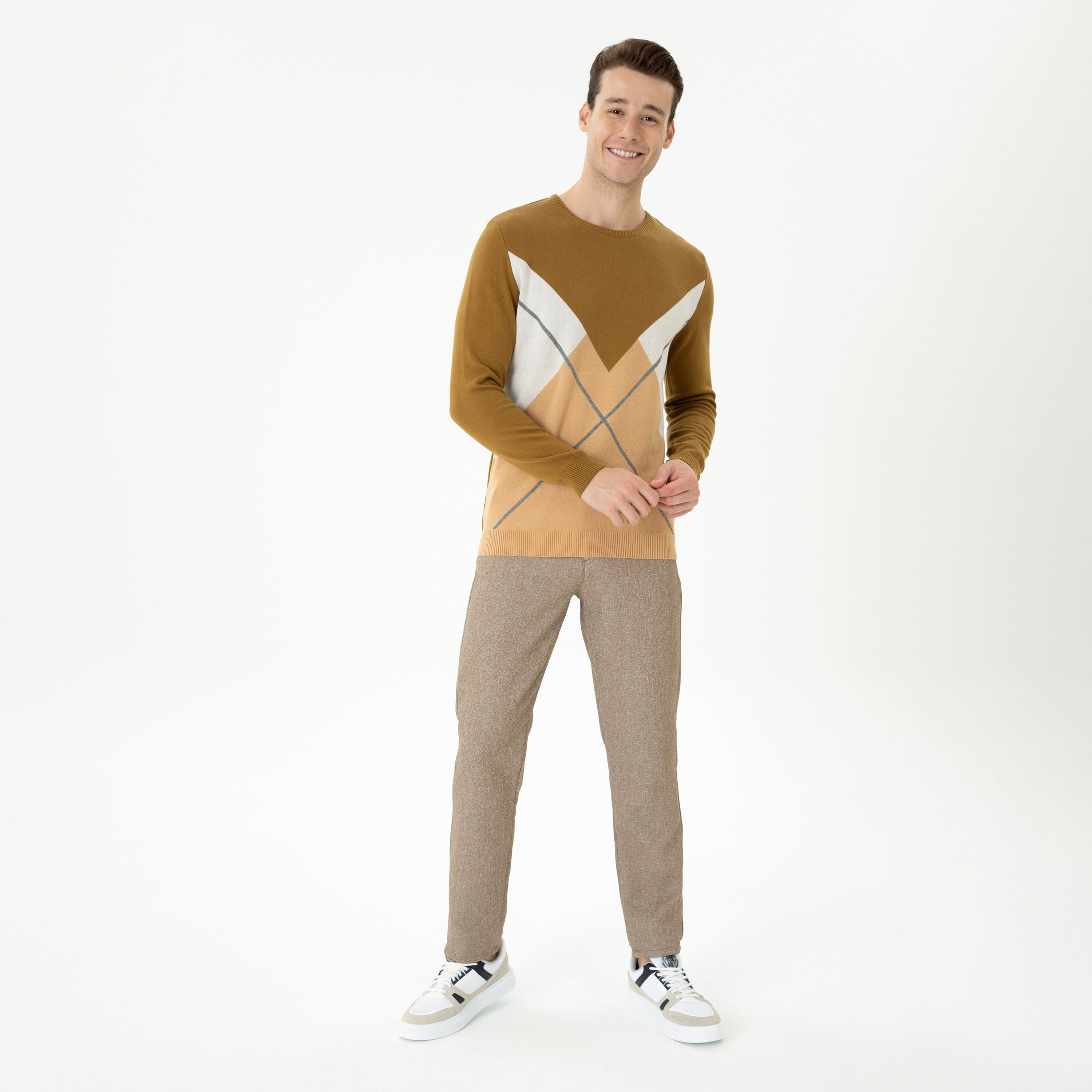 U.S. Polo Assn Geometric Argyle Crew Neck Long Sleeves Men's Sweater-men-clothing-sweatersandpullovers-image-2