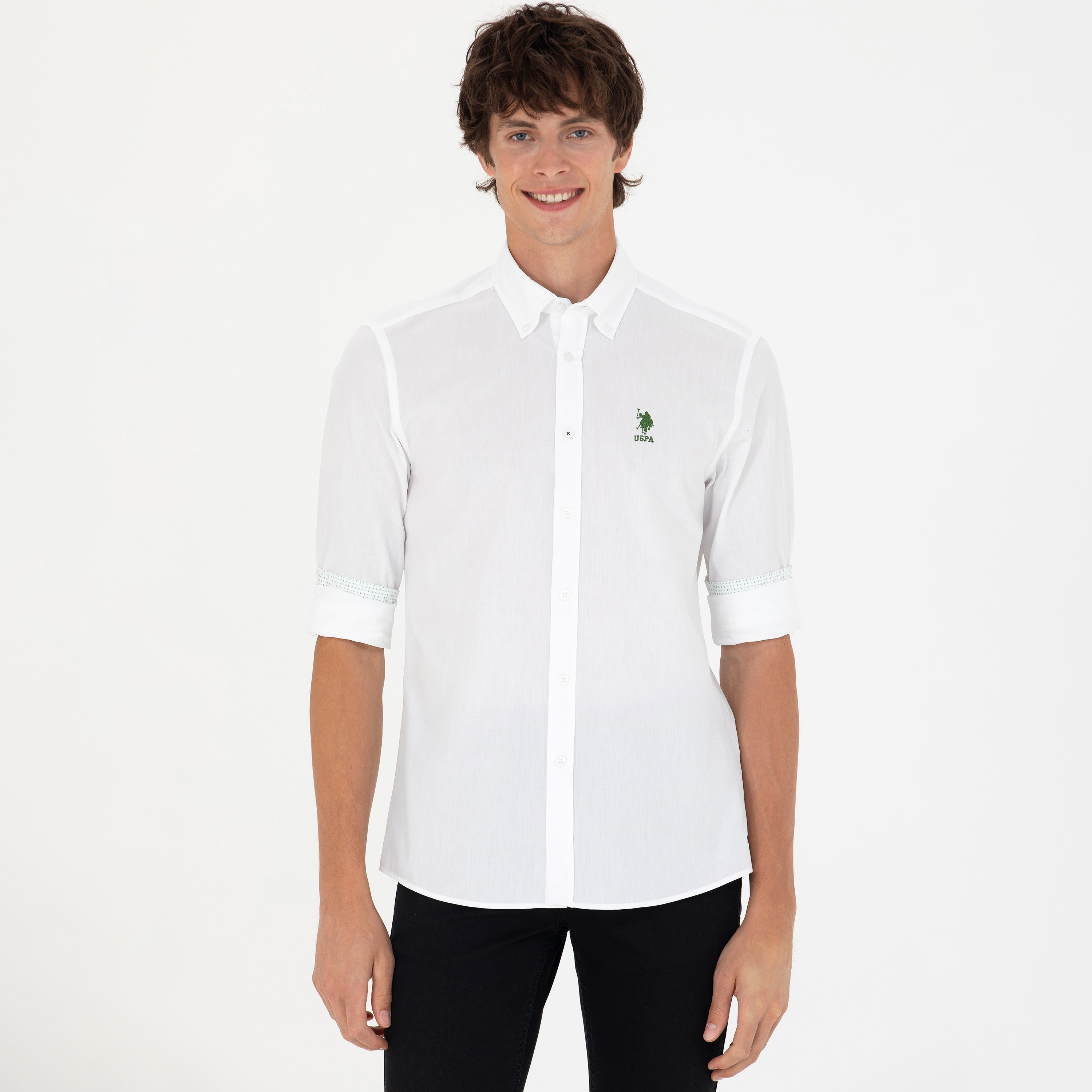 U.S. Polo Assn Logo Button Down Collar Long Sleeves Shirt-men-clothing-shirts-image-1