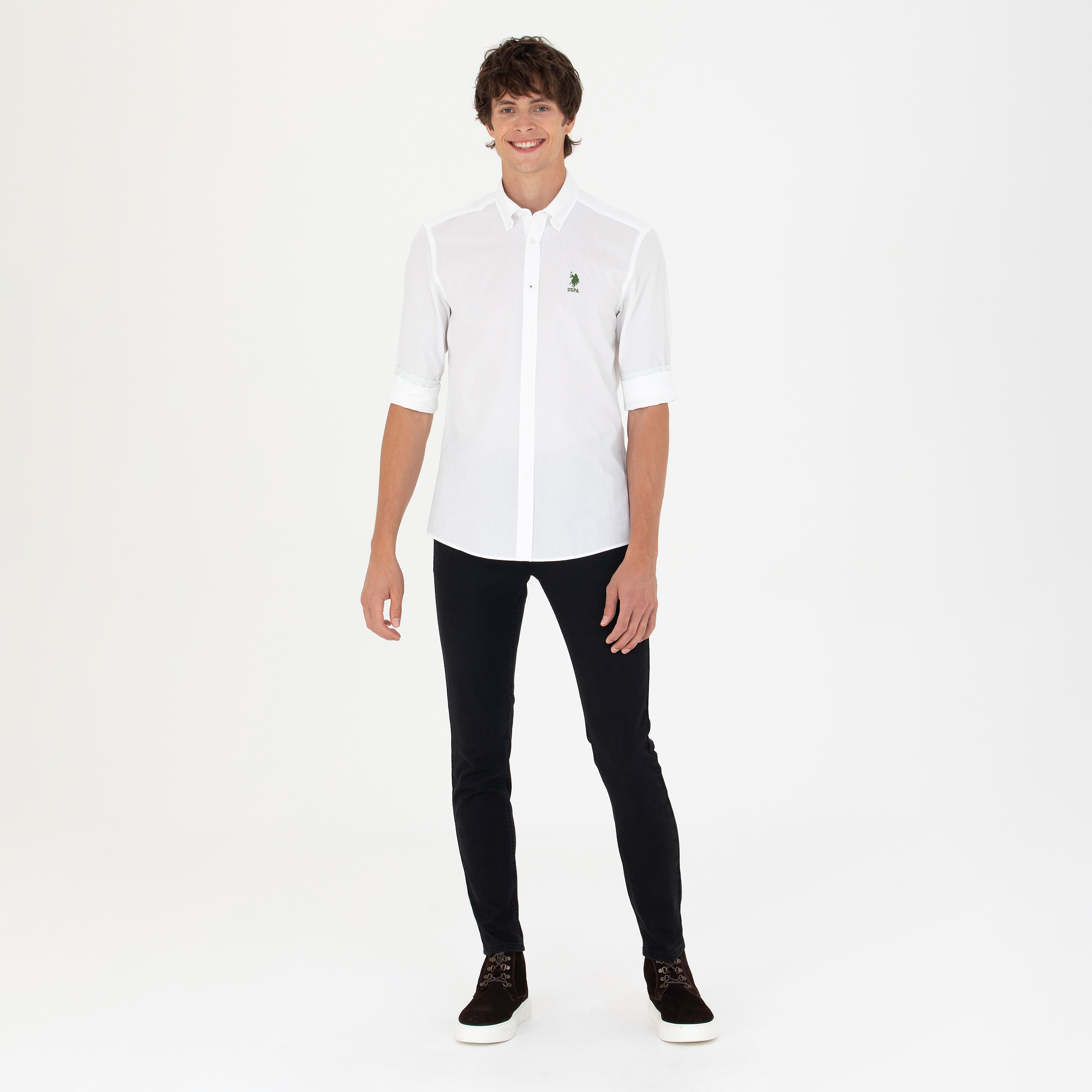 U.S. Polo Assn Logo Button Down Collar Long Sleeves Shirt-men-clothing-shirts-image-2
