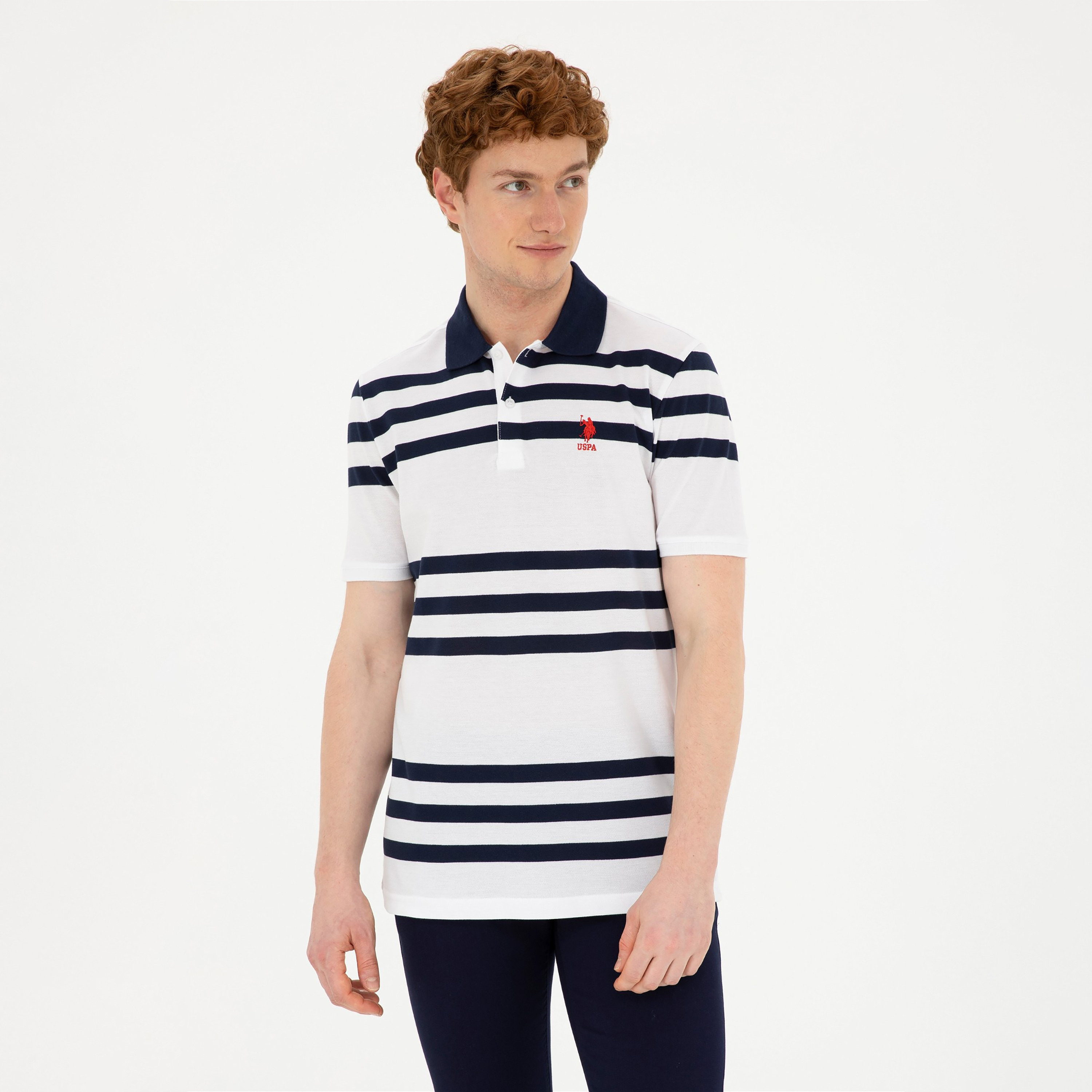قميص بولو بأكمام قصيرة بياقة بياقة قصيرة من U.S.Pollo'Assn Stripes-men-clothing-tshirtsandpolos-polos-image-1