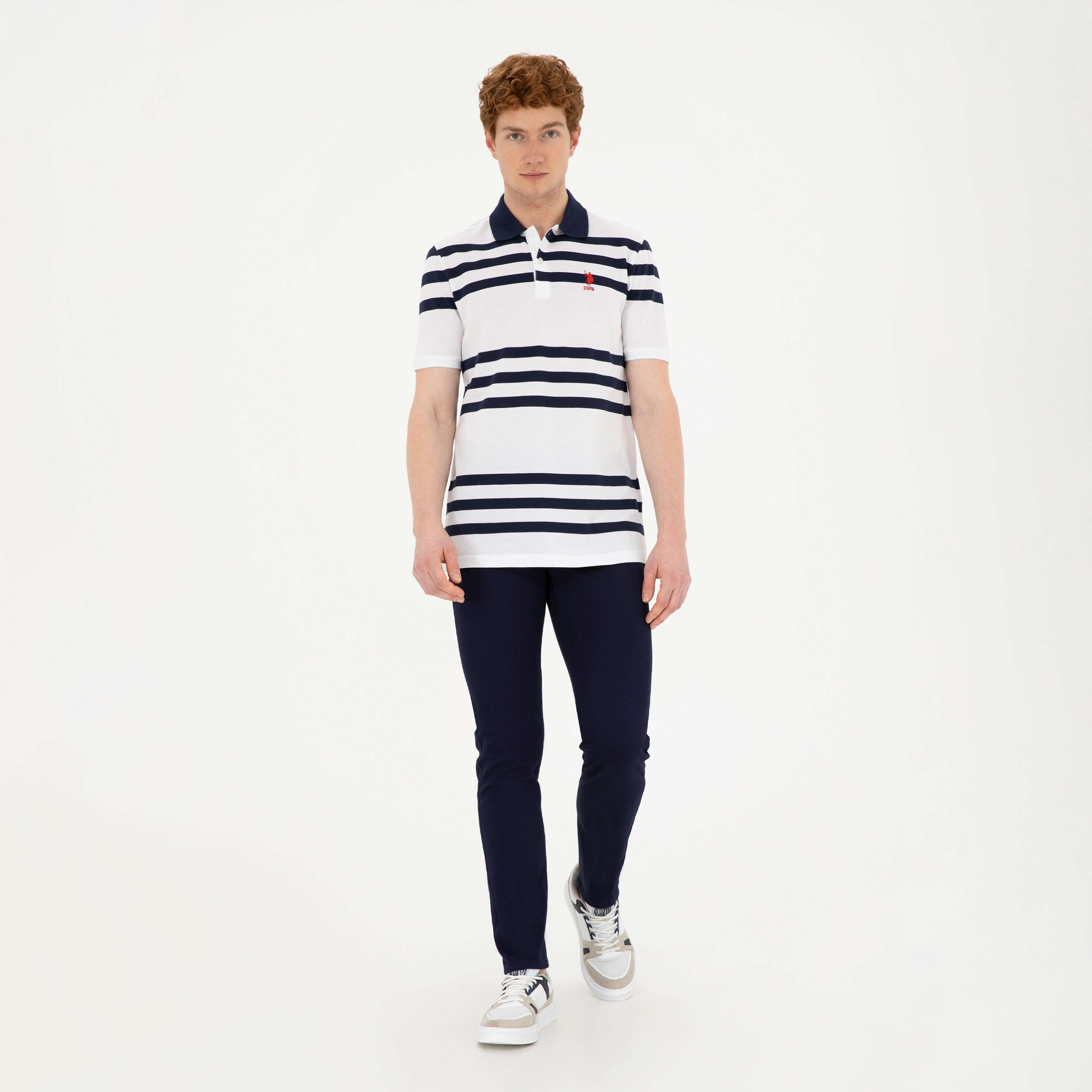 قميص بولو بأكمام قصيرة بياقة بياقة قصيرة من U.S.Pollo'Assn Stripes-men-clothing-tshirtsandpolos-polos-image-2