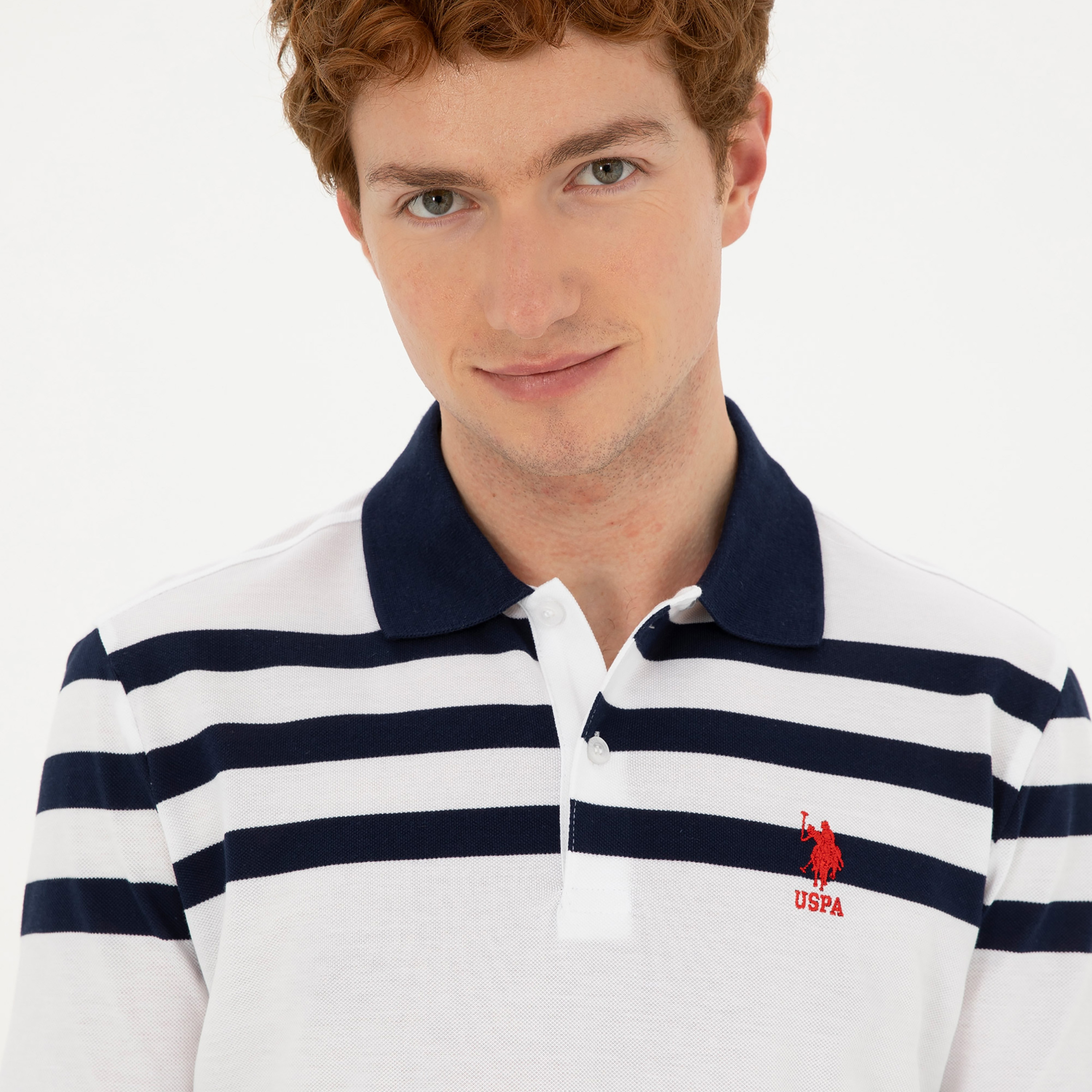 قميص بولو بأكمام قصيرة بياقة بياقة قصيرة من U.S.Pollo'Assn Stripes-men-clothing-tshirtsandpolos-polos-image-3