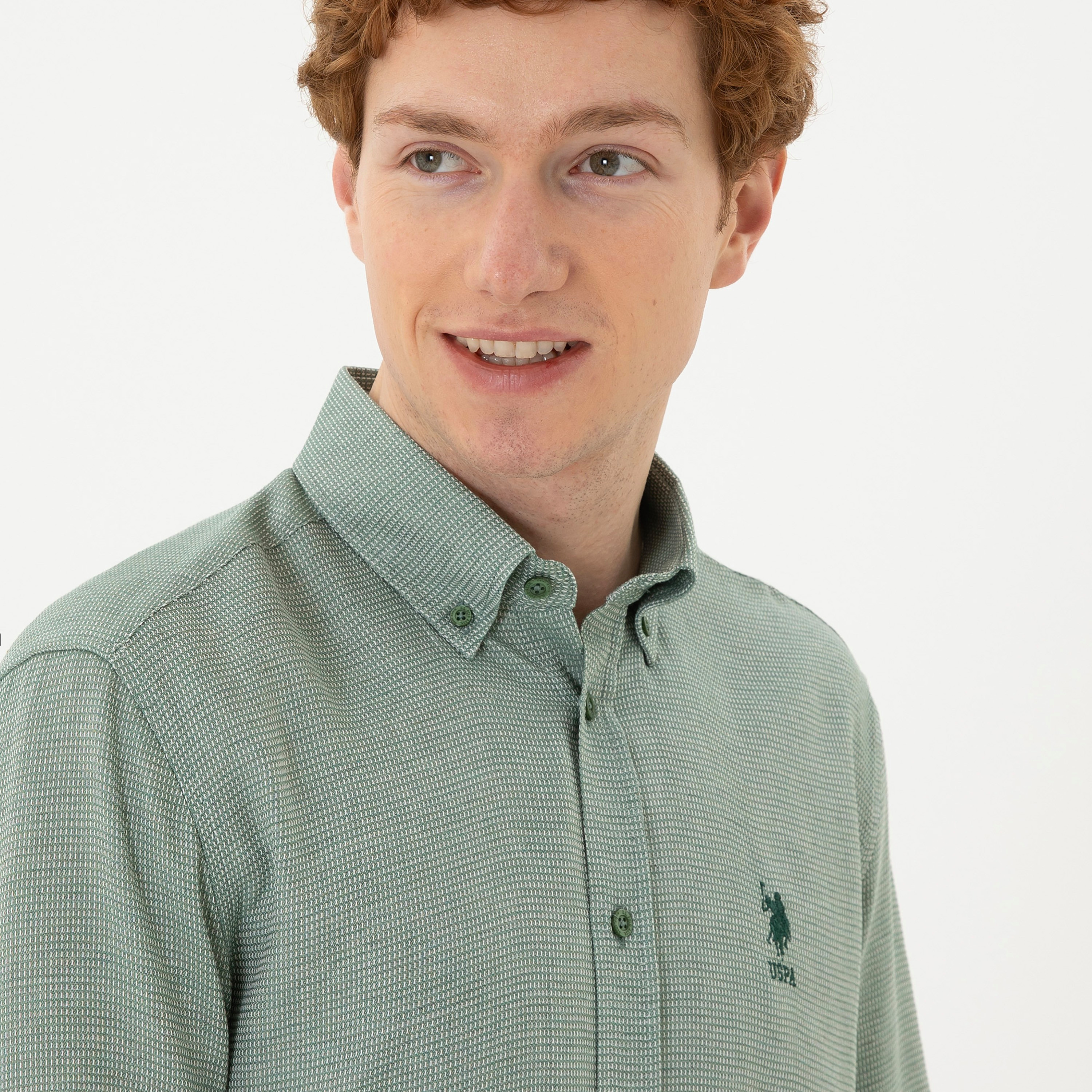 U.S.Polo'Assn Regular Fit Textured Button Down Collar Long Sleeves Shirt-men-clothing-shirts-image-6