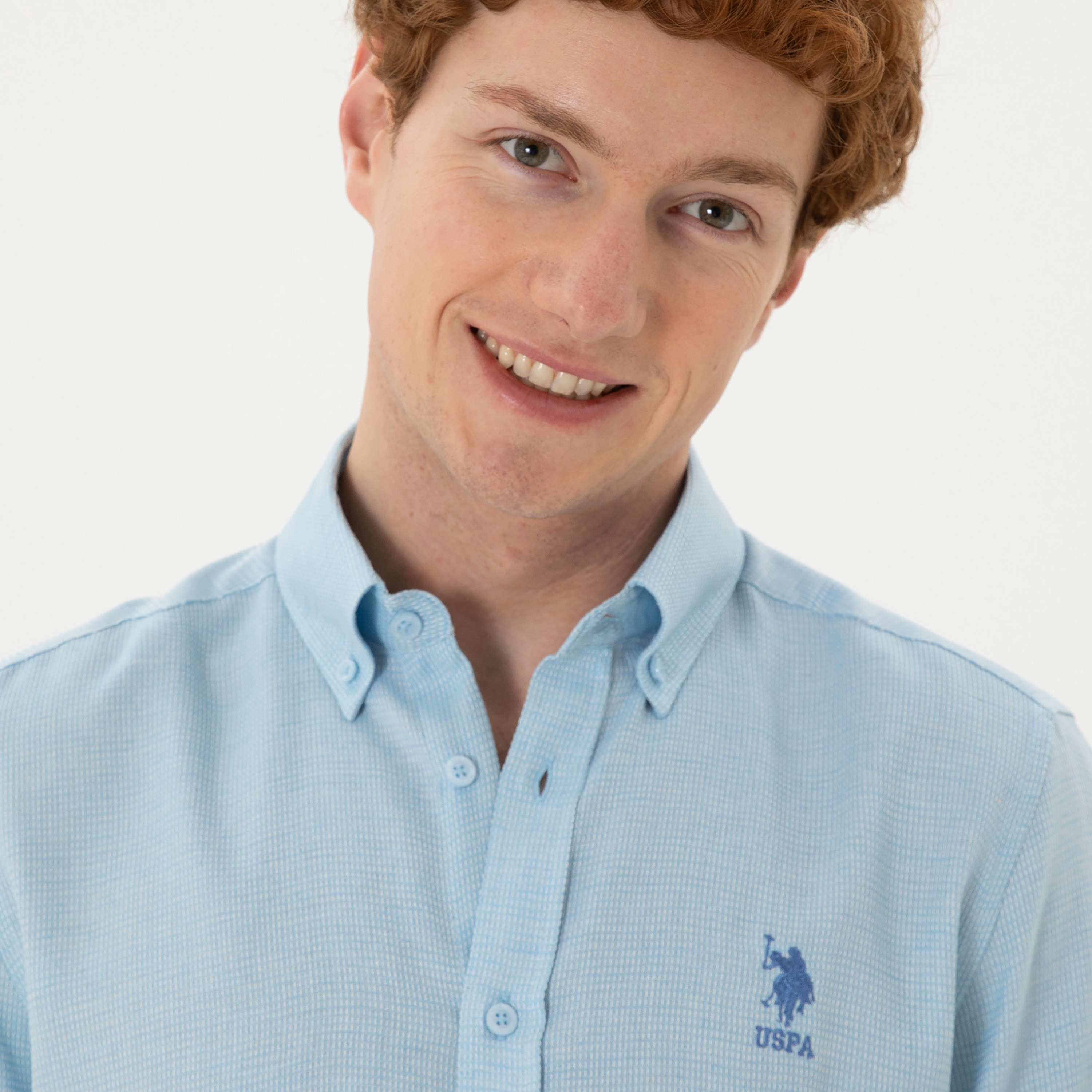U.S.Polo'Assn Regular Fit Textured Button Down Collar Long Sleeves Shirt-men-clothing-shirts-image-2