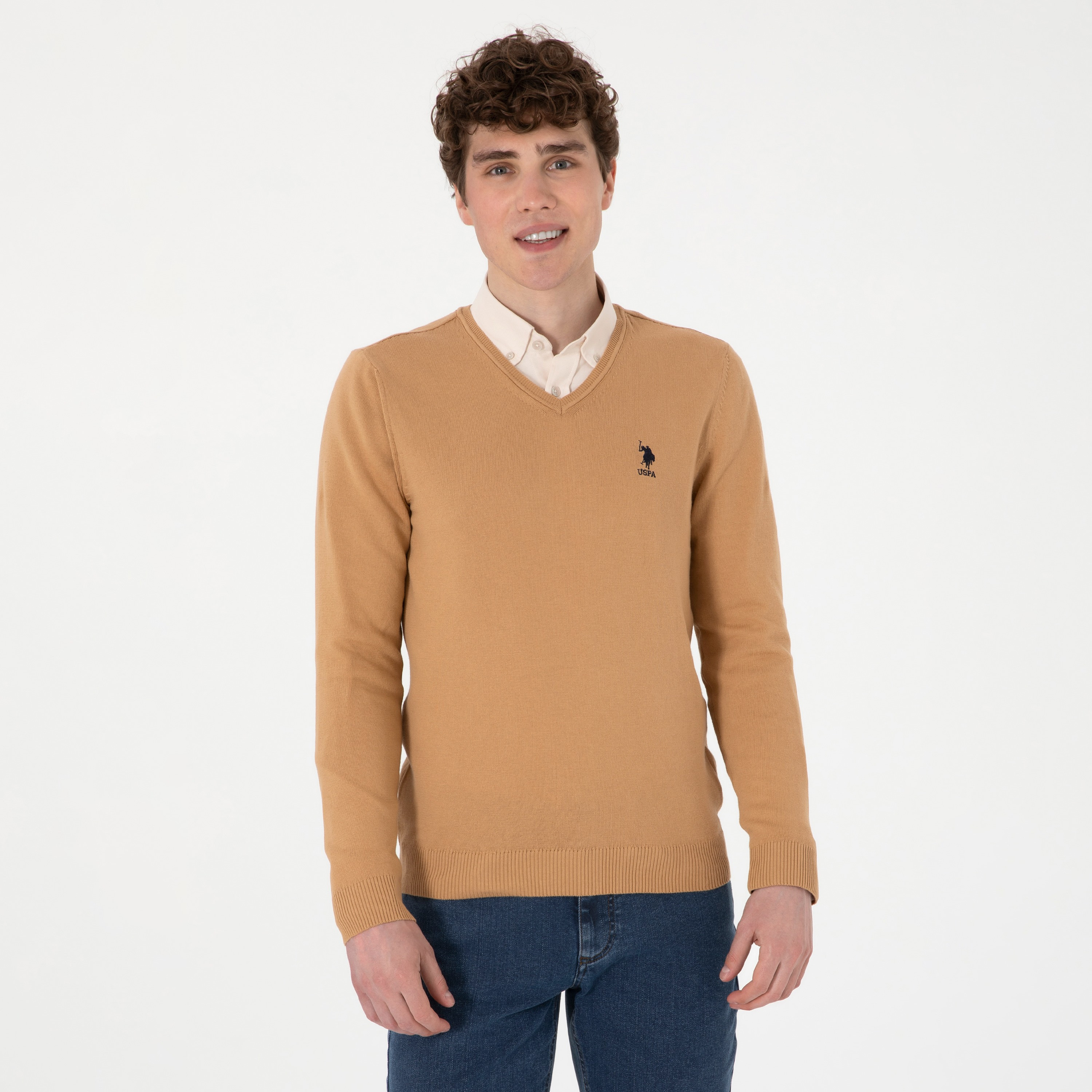 U.S. Polo Assn Plain V-Neck Long Sleeves Men's Sweater-men-clothing-sweatersandpullovers-image-5