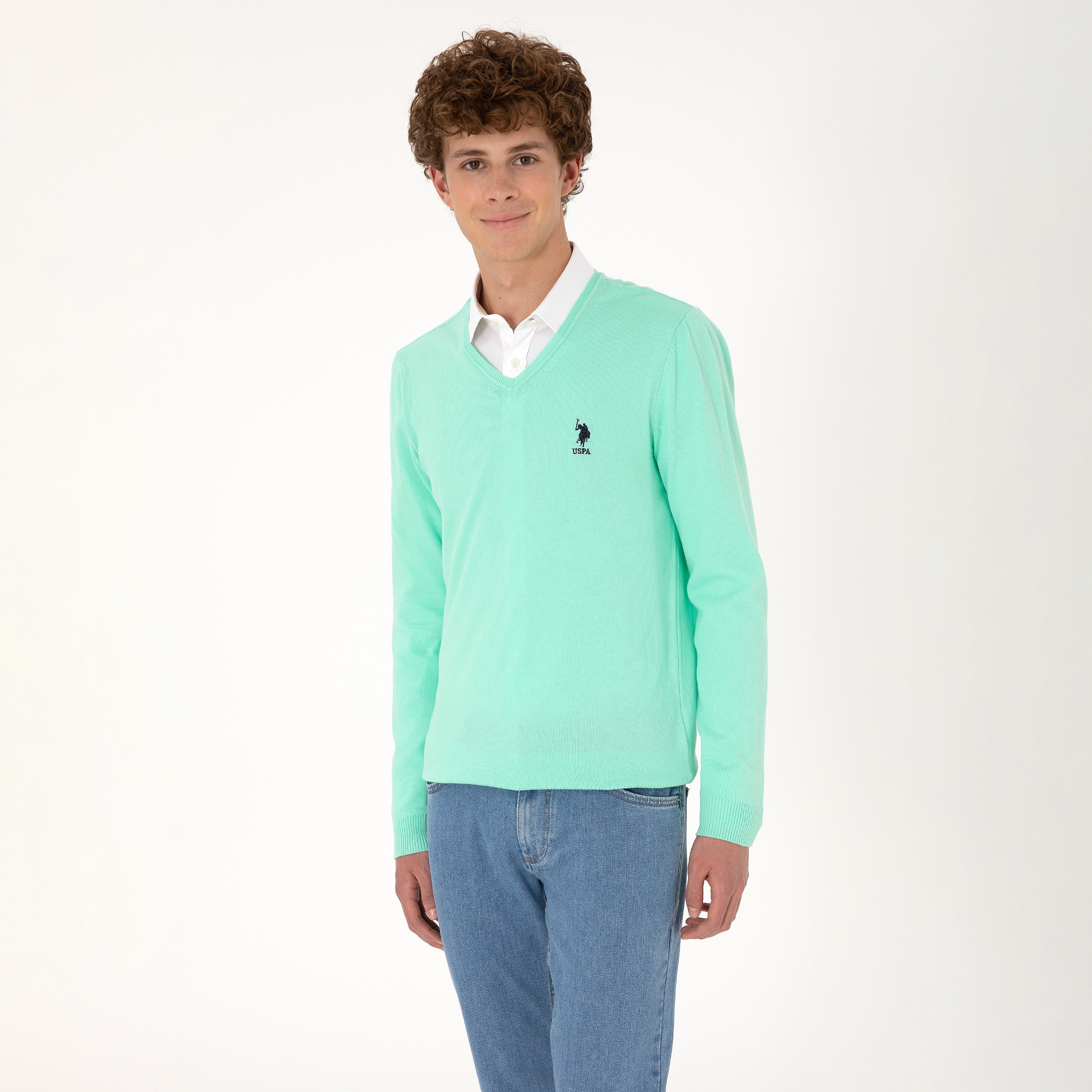 U.S. Polo Assn Plain V-Neck Long Sleeves Men's Sweater-men-clothing-sweatersandpullovers-image-4