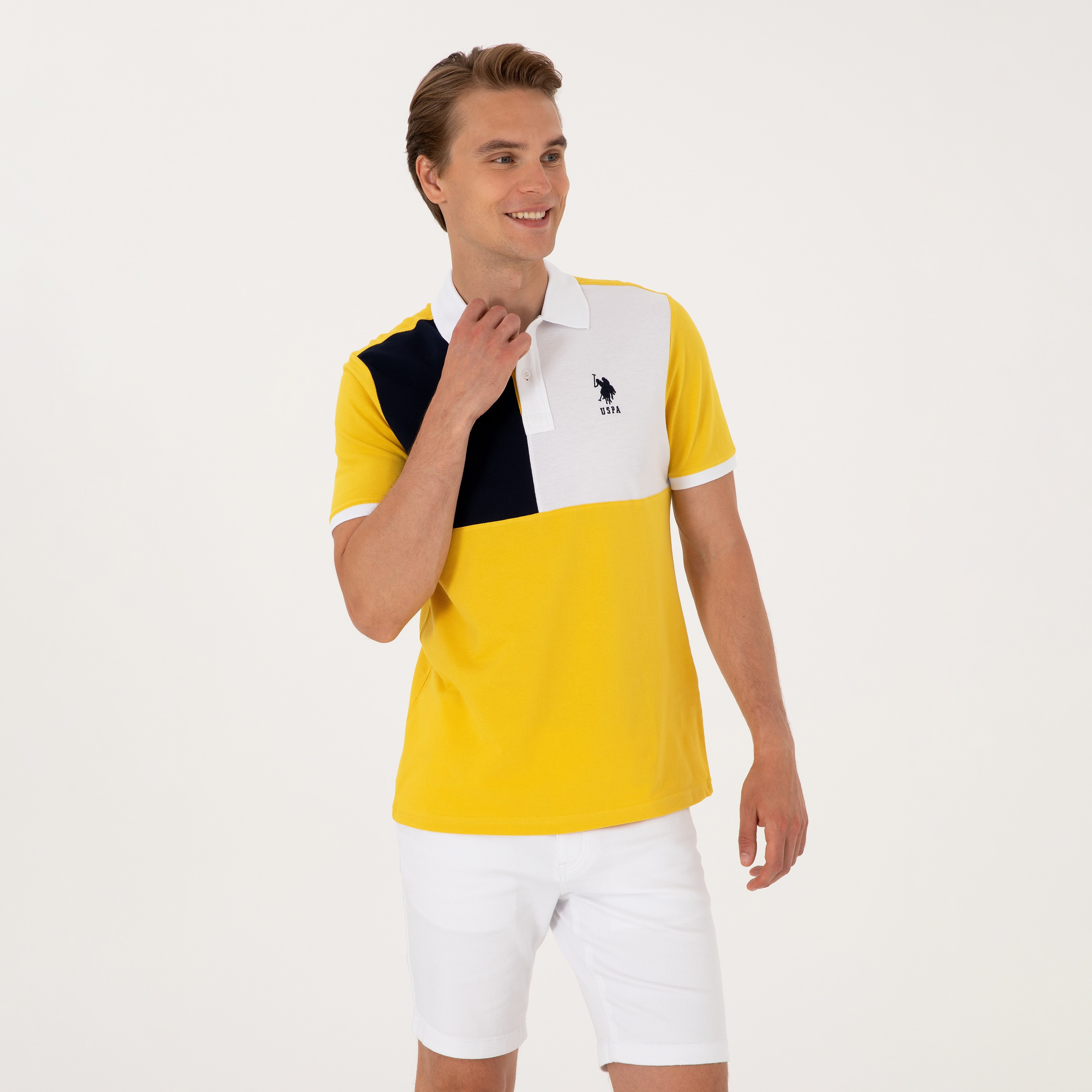 U.S. Polo Assn Color-Blocked Collared Short Sleeves Men's Polo T-Shirt-men-clothing-tshirtsandpolos-polos-image-1