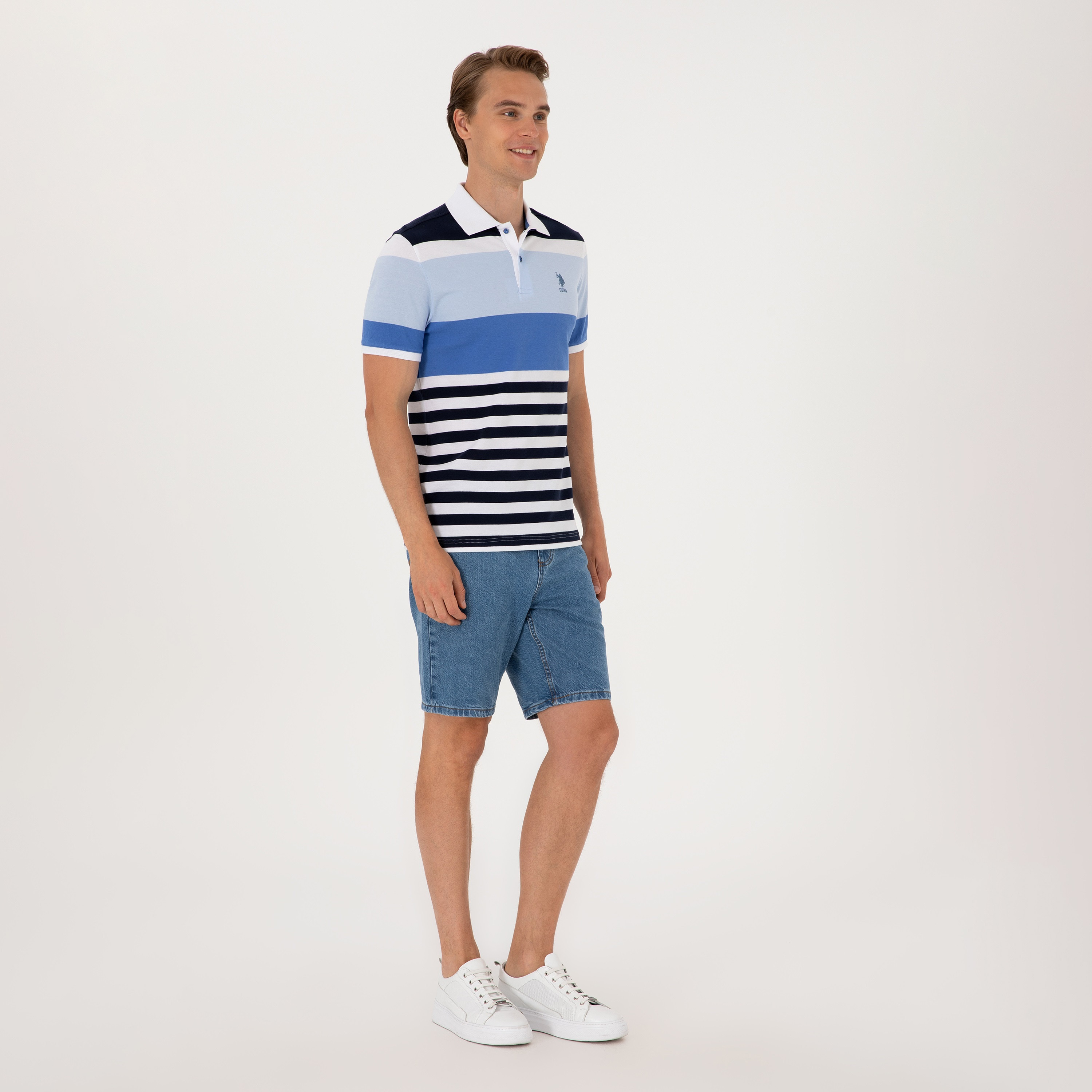 تيشيرت بولو رجالي بياقة وأكمام قصيرة مخطط من يو اس بولو-men-clothing-tshirtsandpolos-polos-image-6