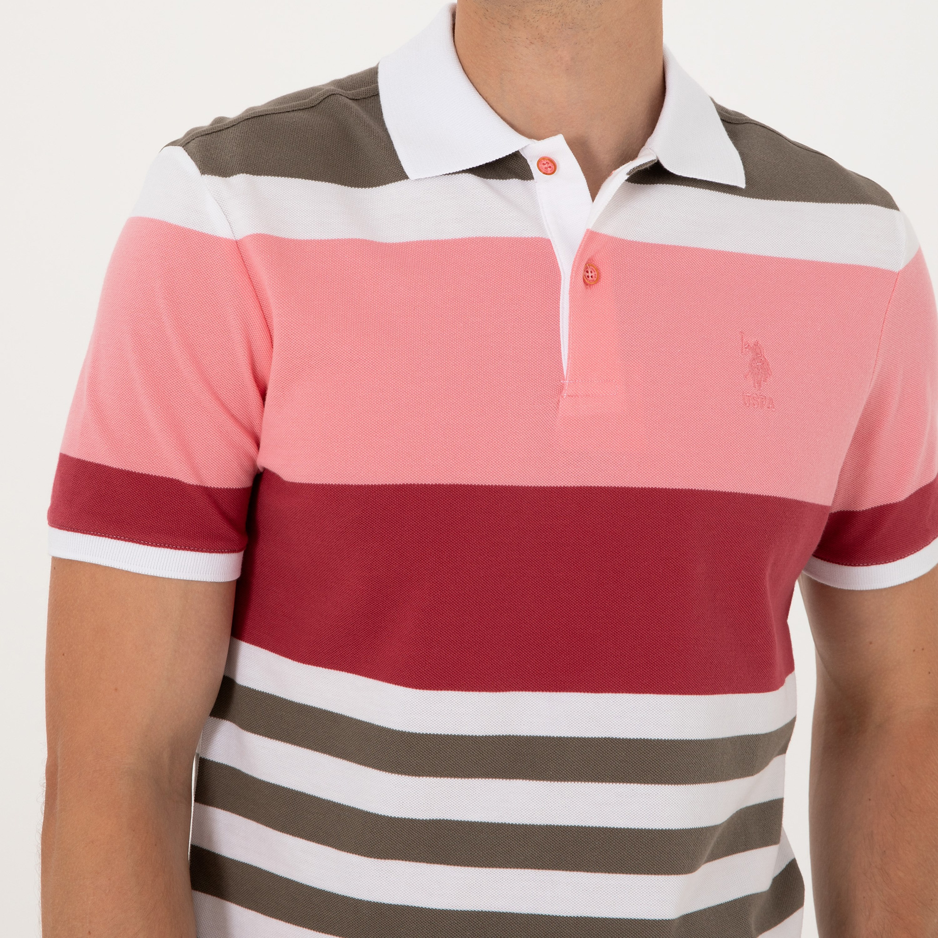 تيشيرت بولو رجالي بياقة وأكمام قصيرة مخطط من يو اس بولو-men-clothing-tshirtsandpolos-polos-image-3