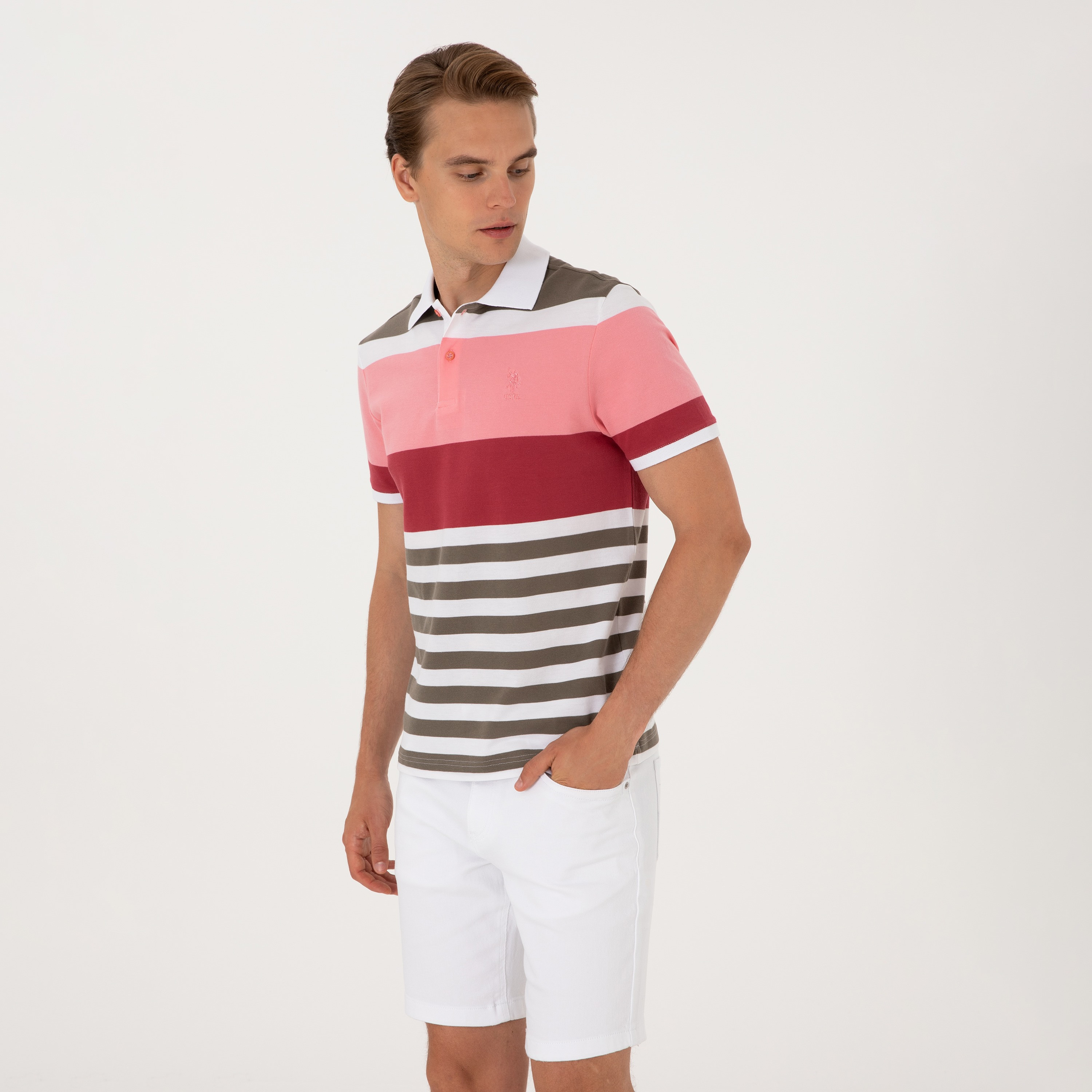 تيشيرت بولو رجالي بياقة وأكمام قصيرة مخطط من يو اس بولو-men-clothing-tshirtsandpolos-polos-image-4