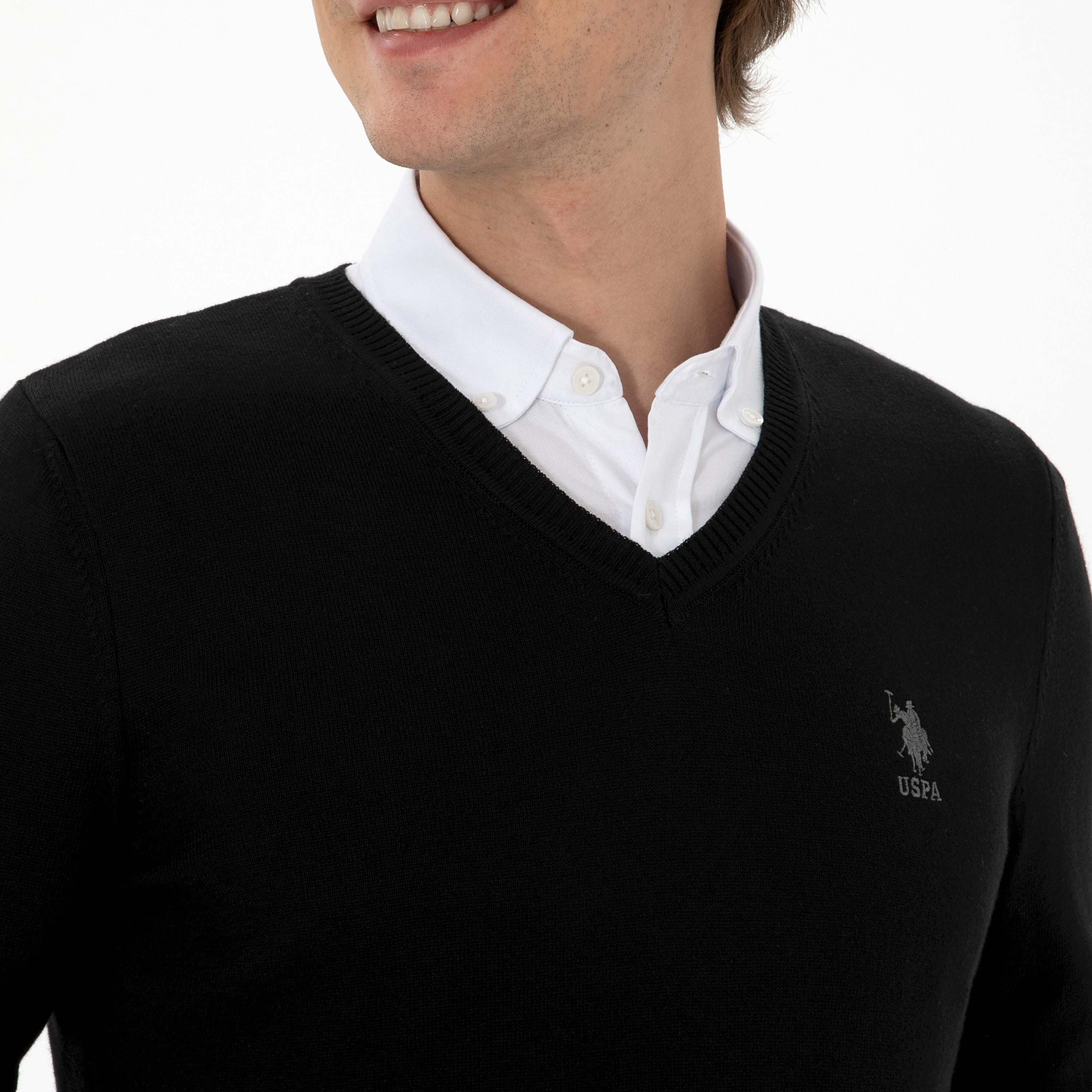 U.S. Polo Assn Plain V-Neck Long Sleeves Men's Sweater-men-clothing-sweatersandpullovers-image-3