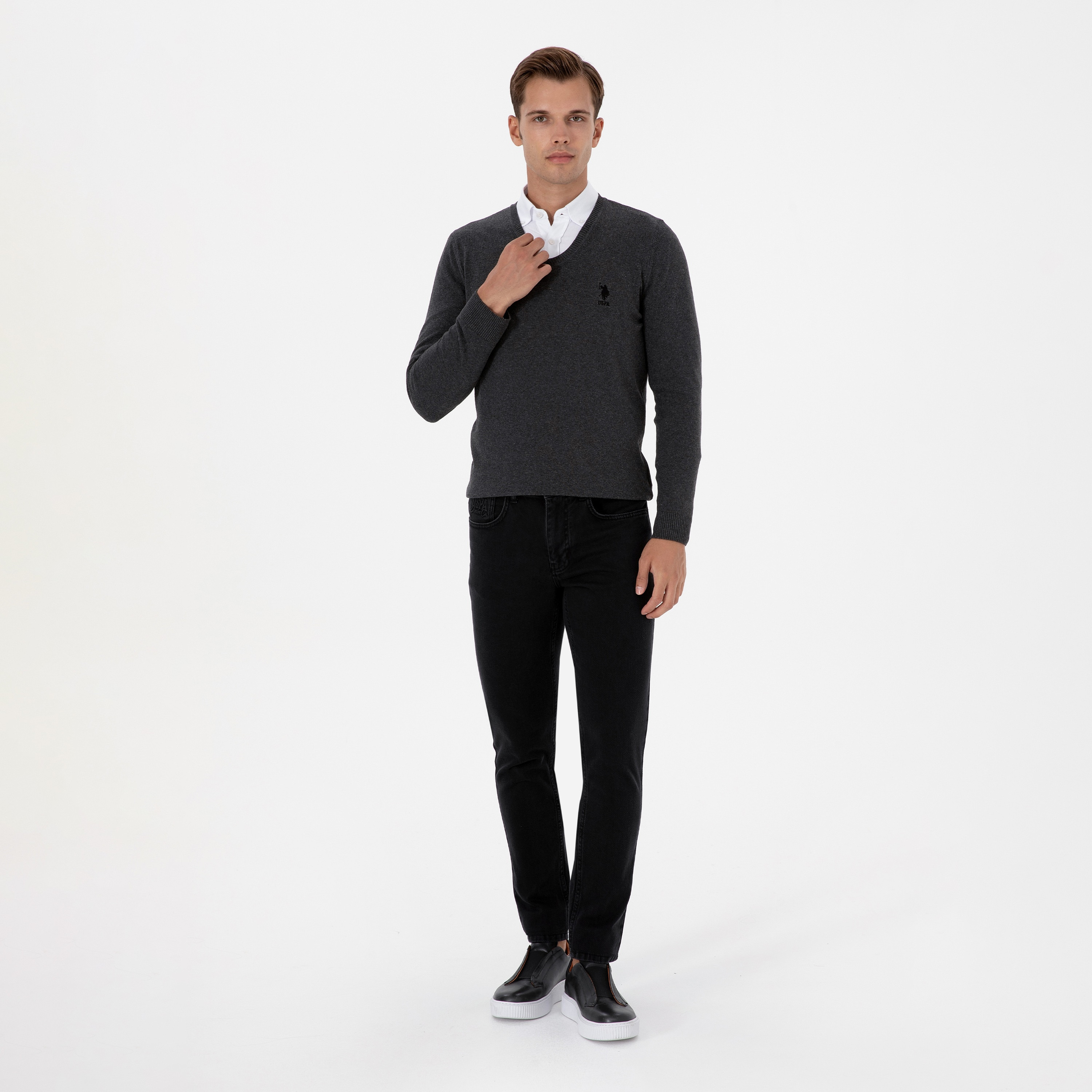 U.S. Polo Assn Plain V-Neck Long Sleeves Men's Sweater-men-clothing-sweatersandpullovers-image-10