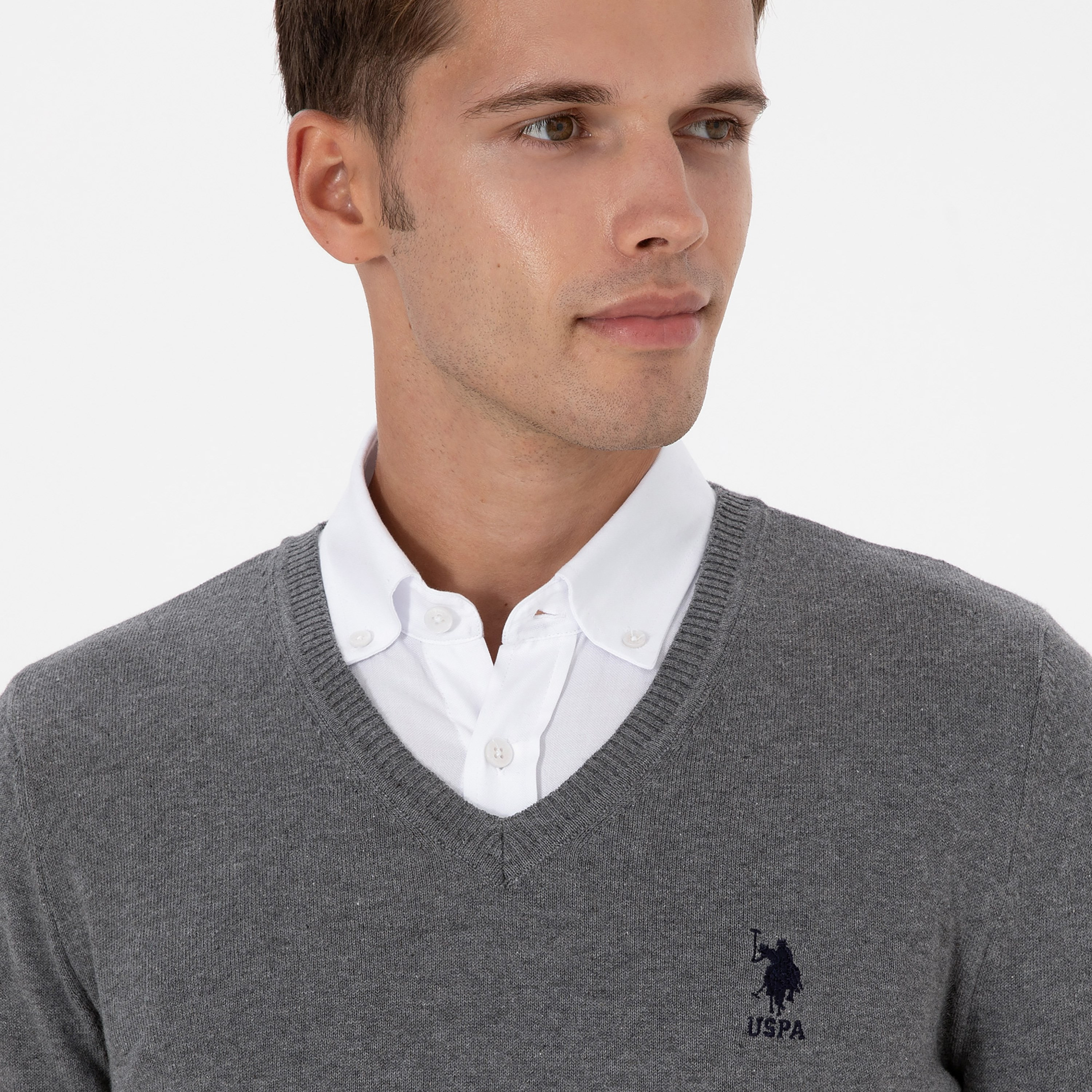 U.S. Polo Assn Plain V-Neck Long Sleeves Men's Sweater-men-clothing-sweatersandpullovers-image-3
