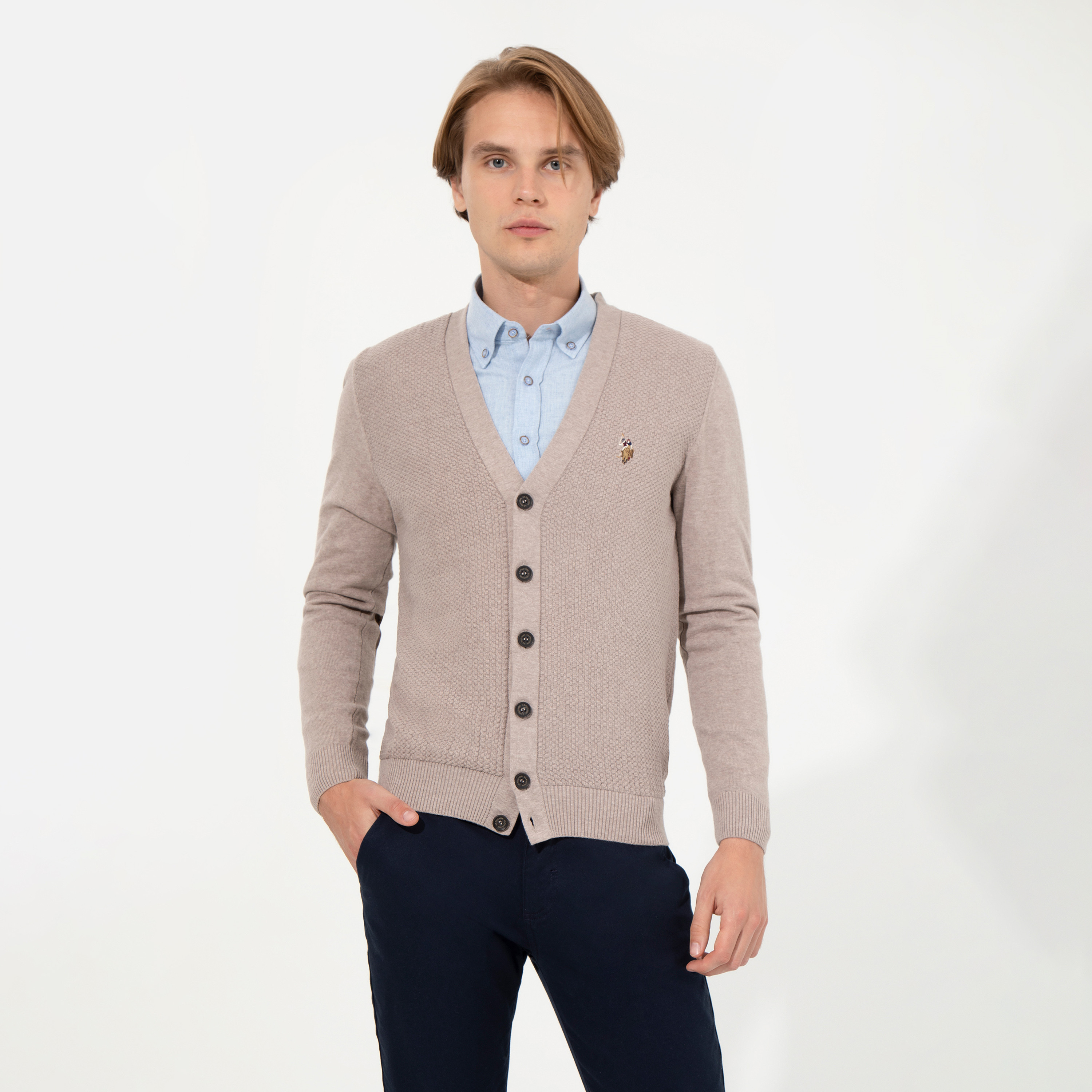 كارديجان بياقة V وأكمام طويلة من يو إس بولو -men-winterwear-hoodiesandsweatshirts-image-1