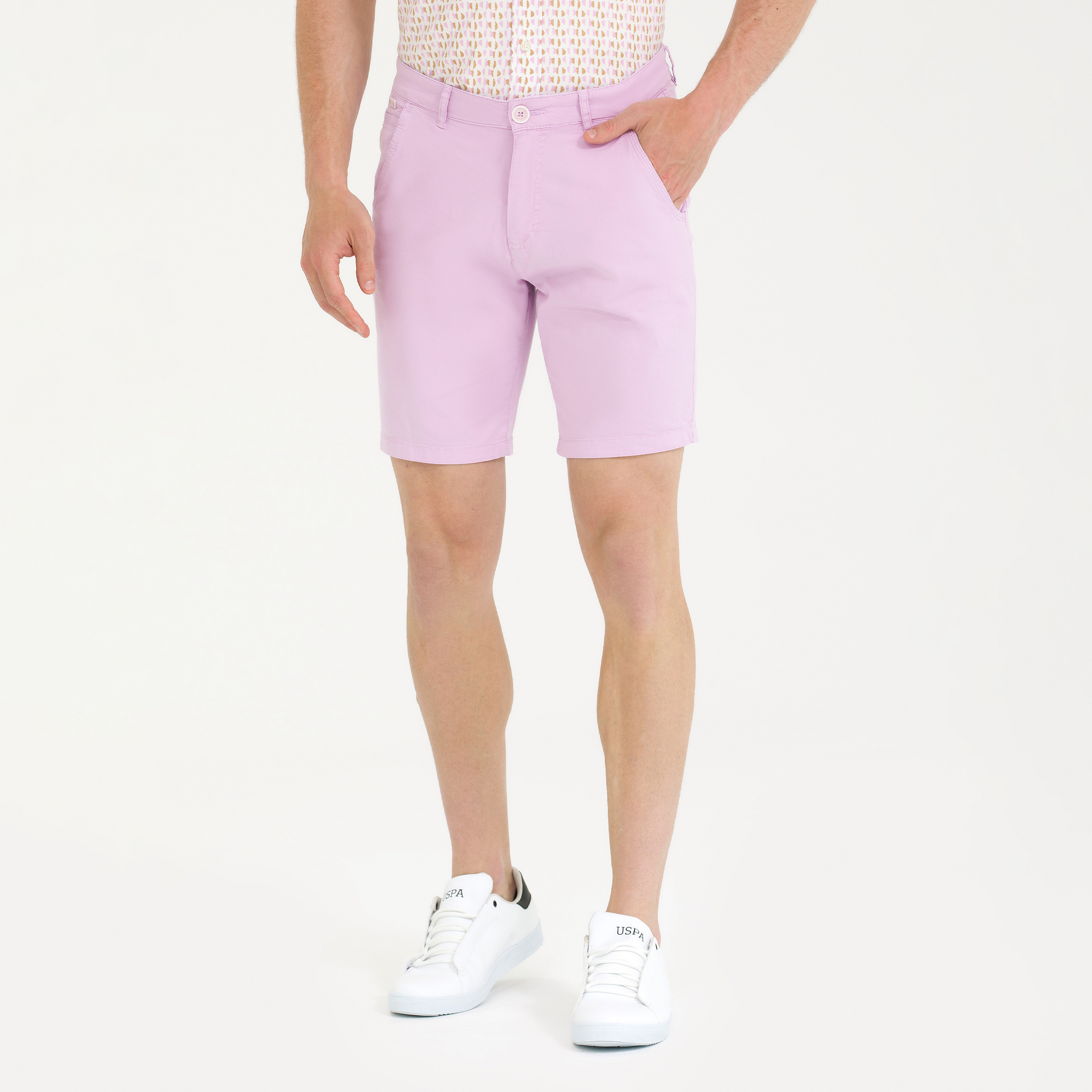 U.S. Polo Assn. Plain Mid-Rise Shorts with Button Closure-men-clothing-bottoms-shorts-image-1
