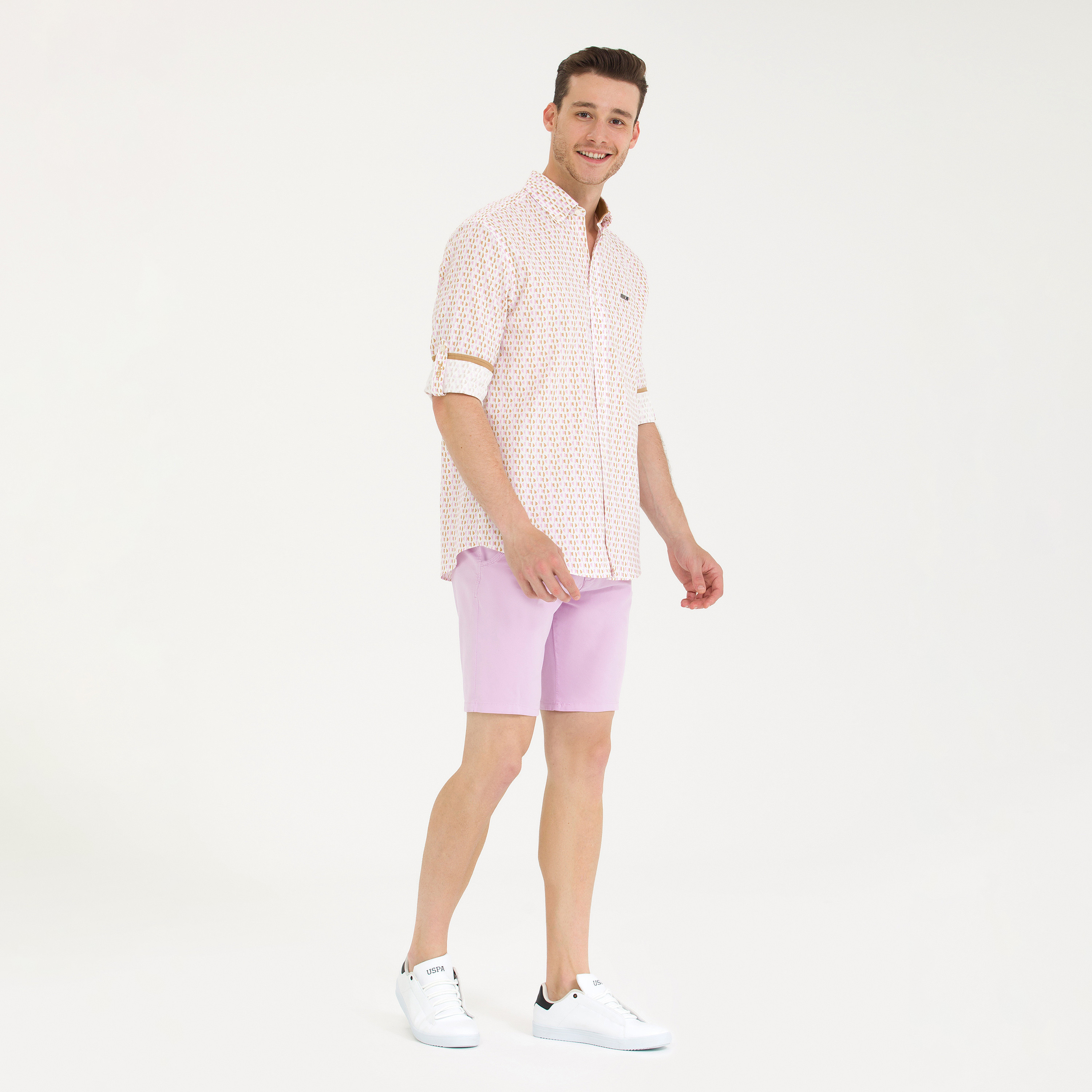 U.S. Polo Assn. Plain Mid-Rise Shorts with Button Closure-men-clothing-bottoms-shorts-image-2