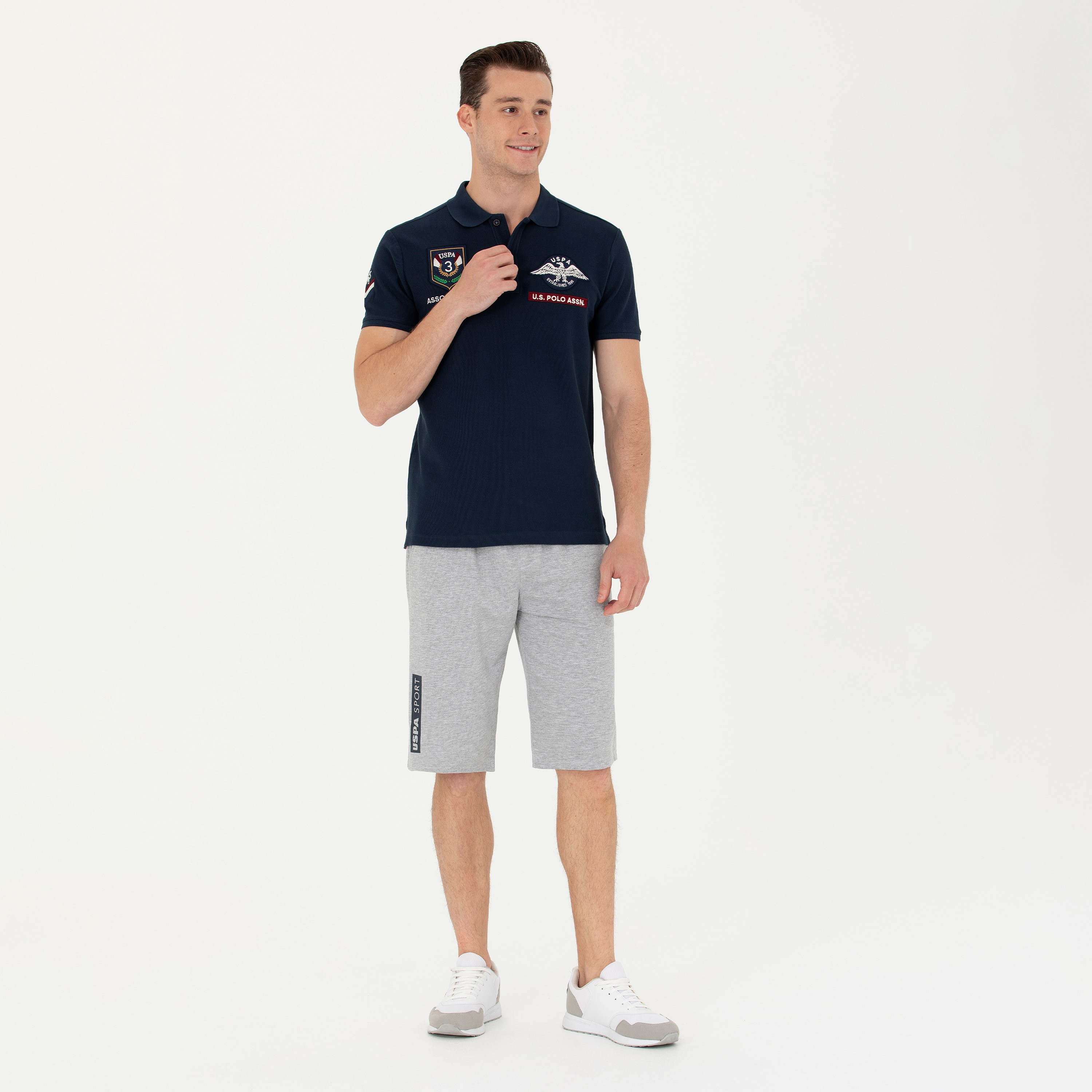 تيشيرت بولو بياقة وأكمام قصيرة بياقة مزين بالدانتيل من يو إس بولو أسن-men-clothing-tshirtsandpolos-polos-image-2