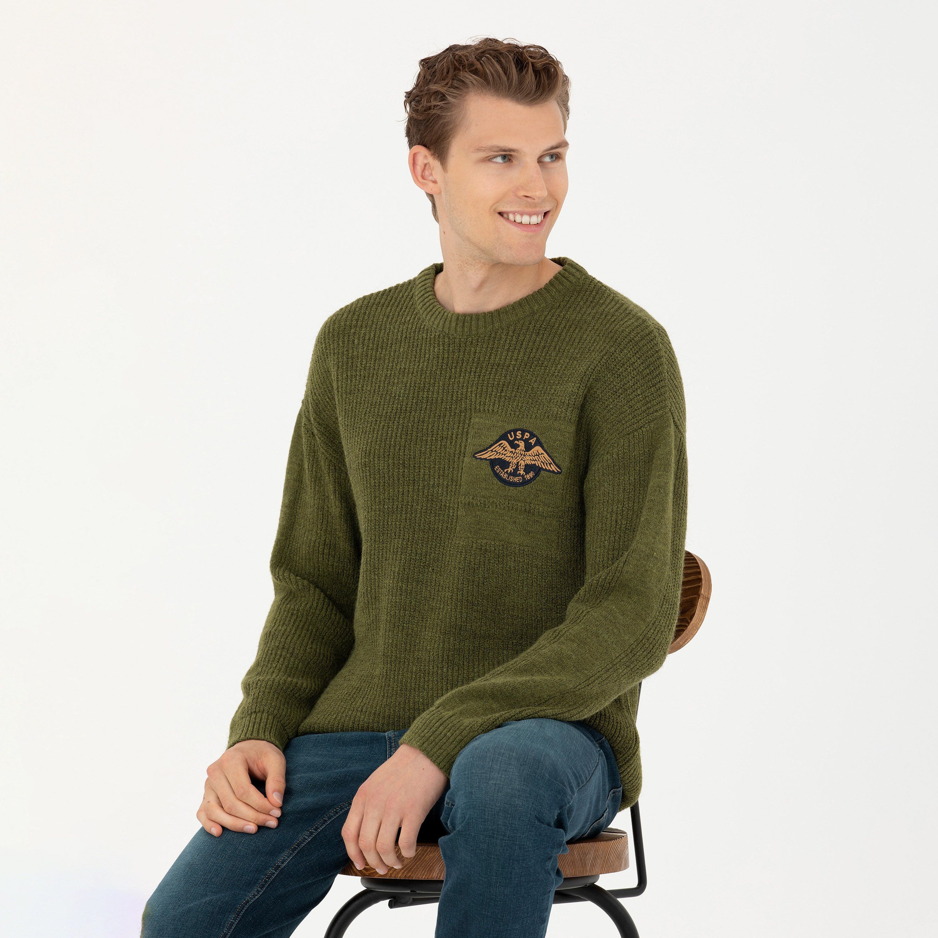 U.S. Polo Assn Ribbed Knit Crew Neck Long Sleeves Men's Sweater-men-clothing-sweatersandpullovers-image-1