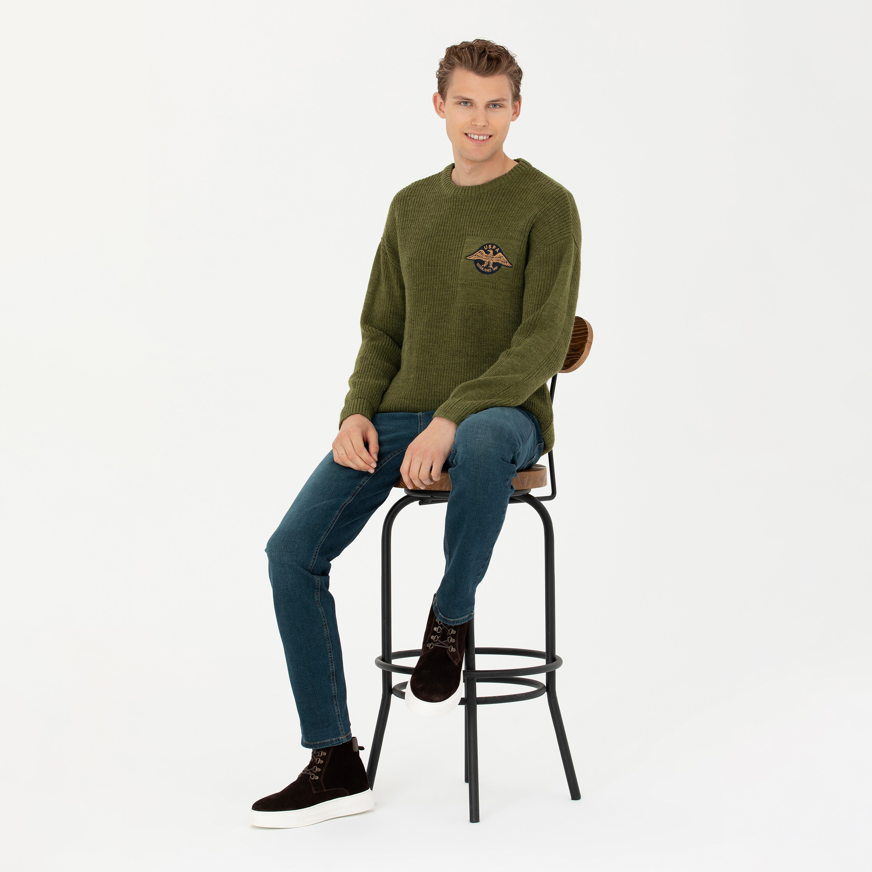 U.S. Polo Assn Ribbed Knit Crew Neck Long Sleeves Men's Sweater-men-clothing-sweatersandpullovers-image-2