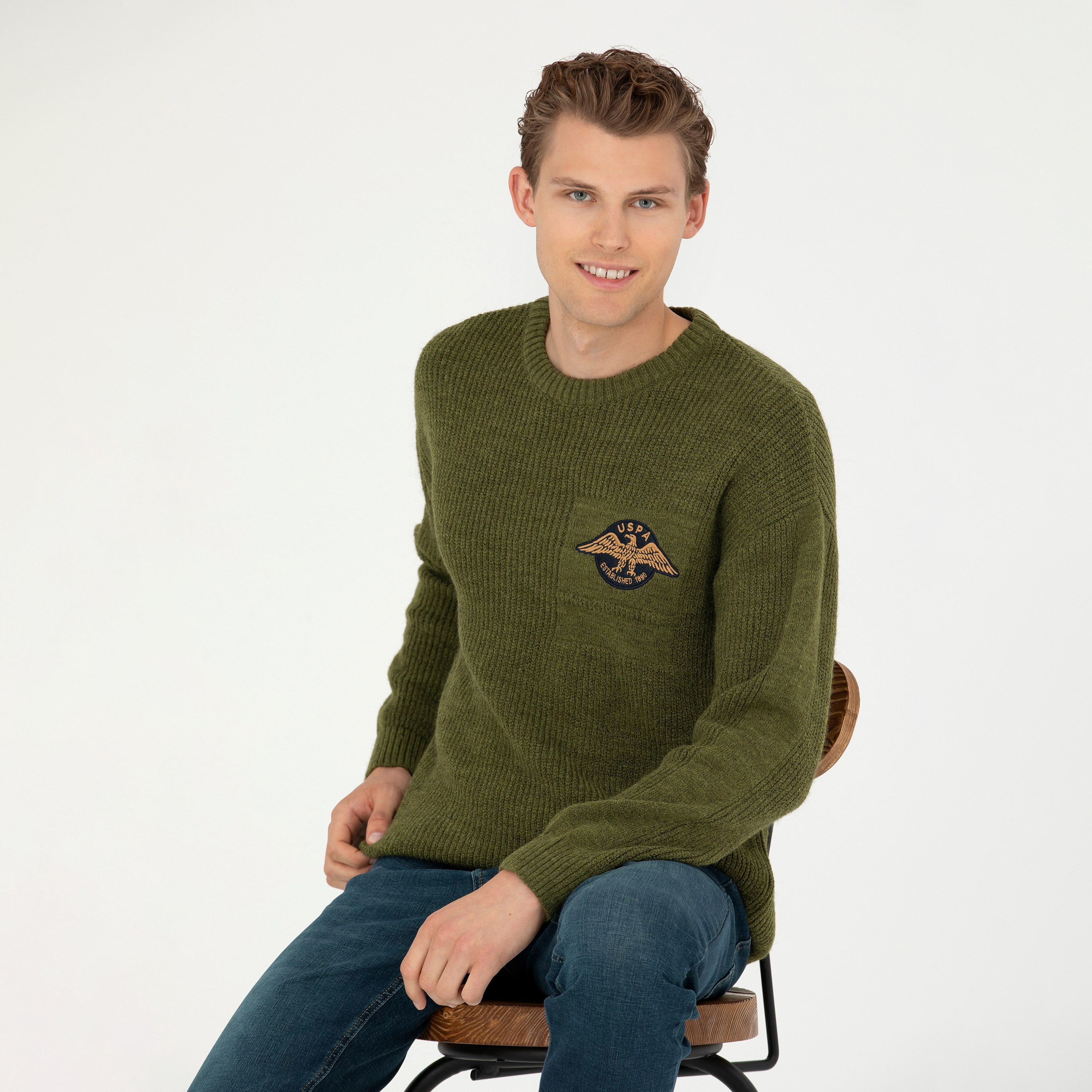 U.S. Polo Assn Ribbed Knit Crew Neck Long Sleeves Men's Sweater-men-clothing-sweatersandpullovers-image-4