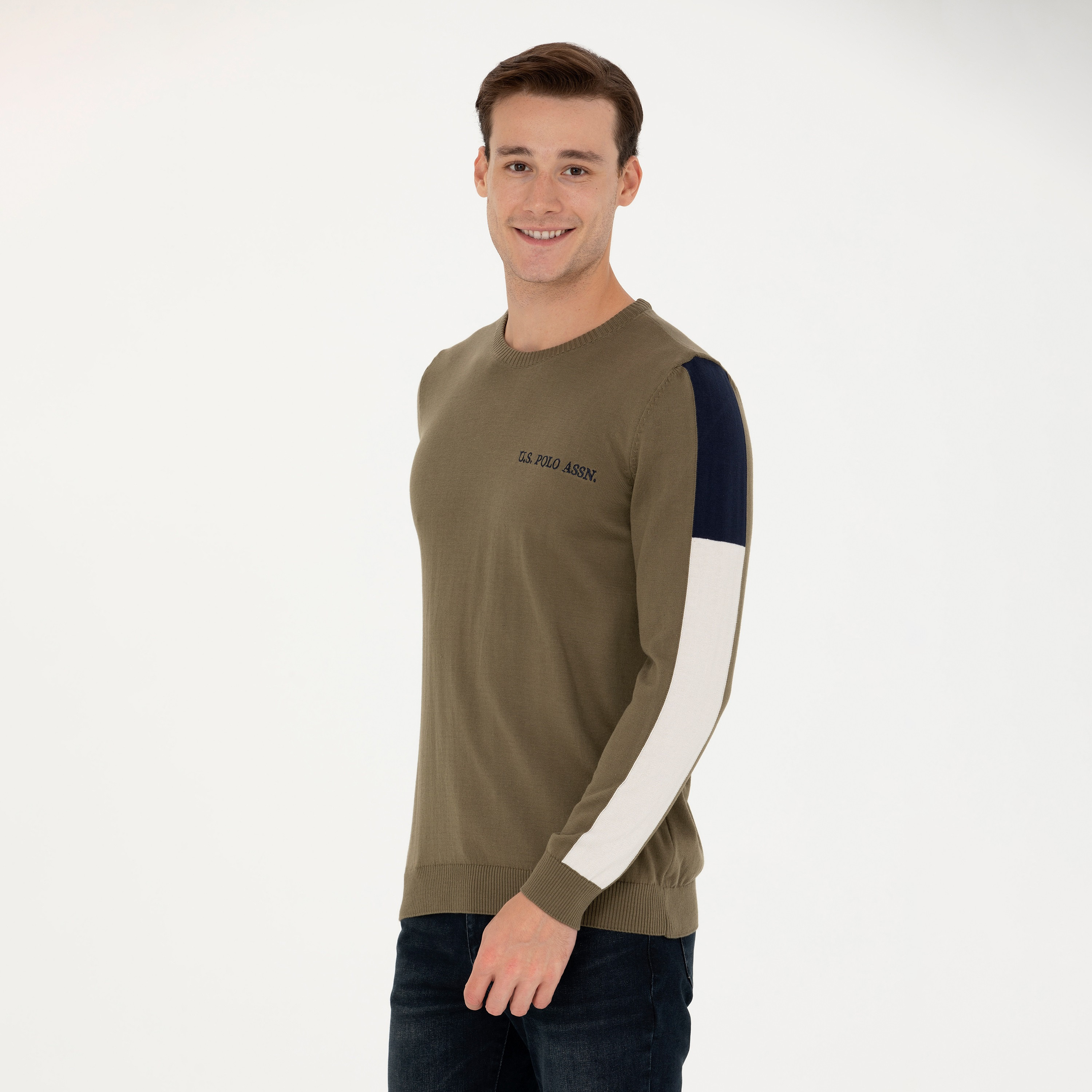 U.S. Polo Assn Color-Blocked Crew Neck Long Sleeves Men's Sweater-men-clothing-sweatersandpullovers-image-4
