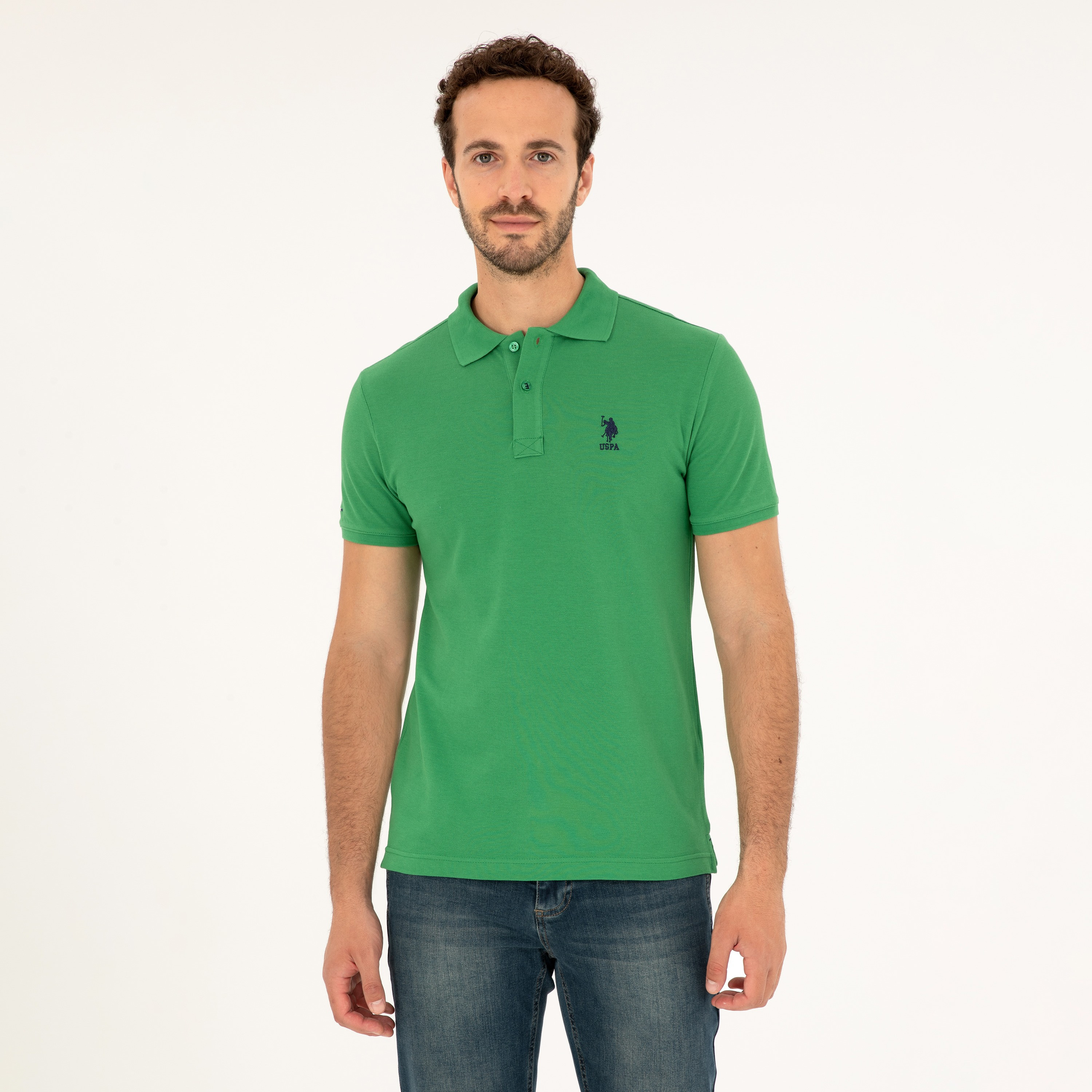 تيشيرت بولو بأكمام قصيرة بياقة بشعار مطرز بشعار U.S.Polo'Assn-men-clothing-tshirtsandpolos-polos-image-1