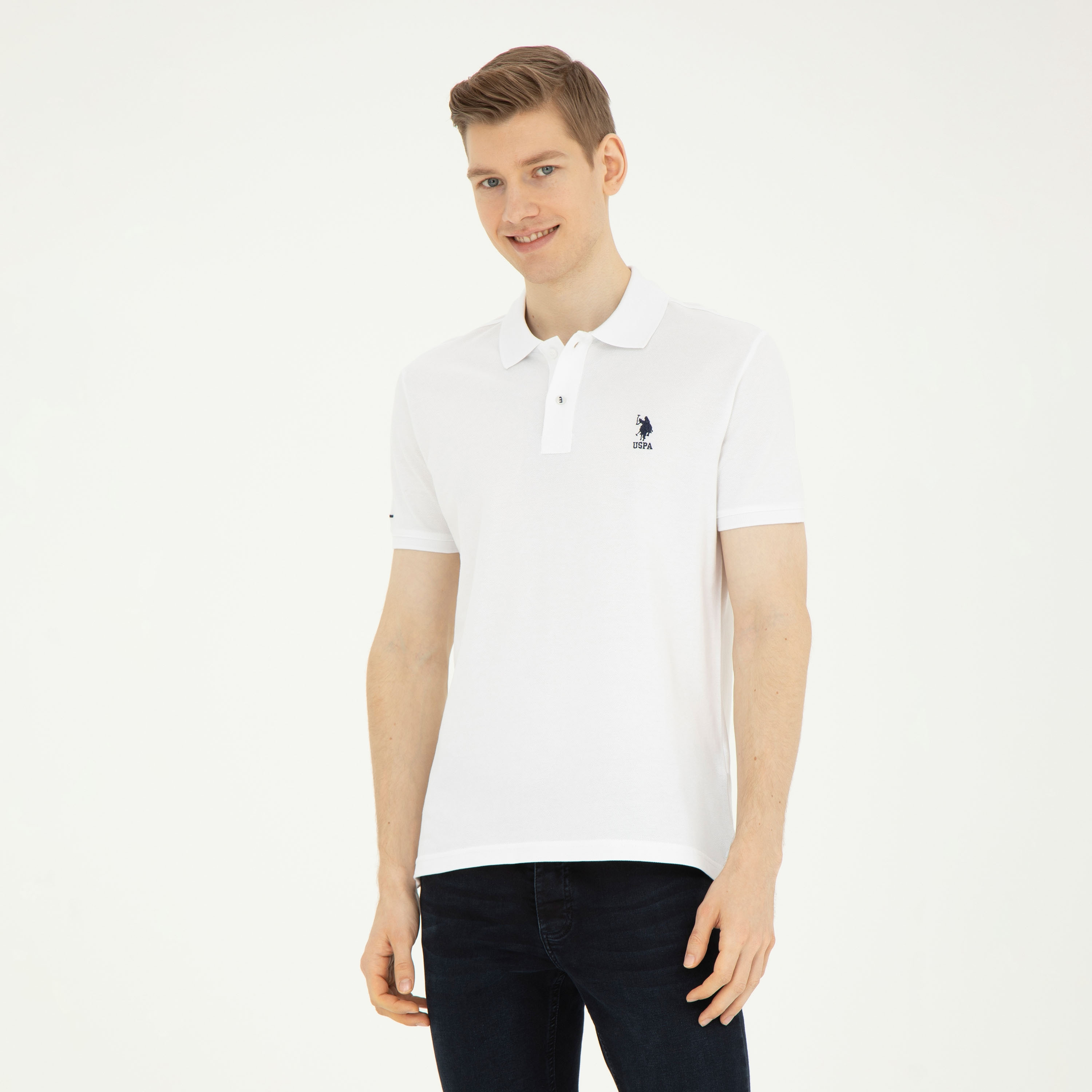 تي شيرت بولو بأكمام قصيرة وياقة سادة  من يو اس بولو اسسن-men-clothing-tshirtsandpolos-polos-image-1