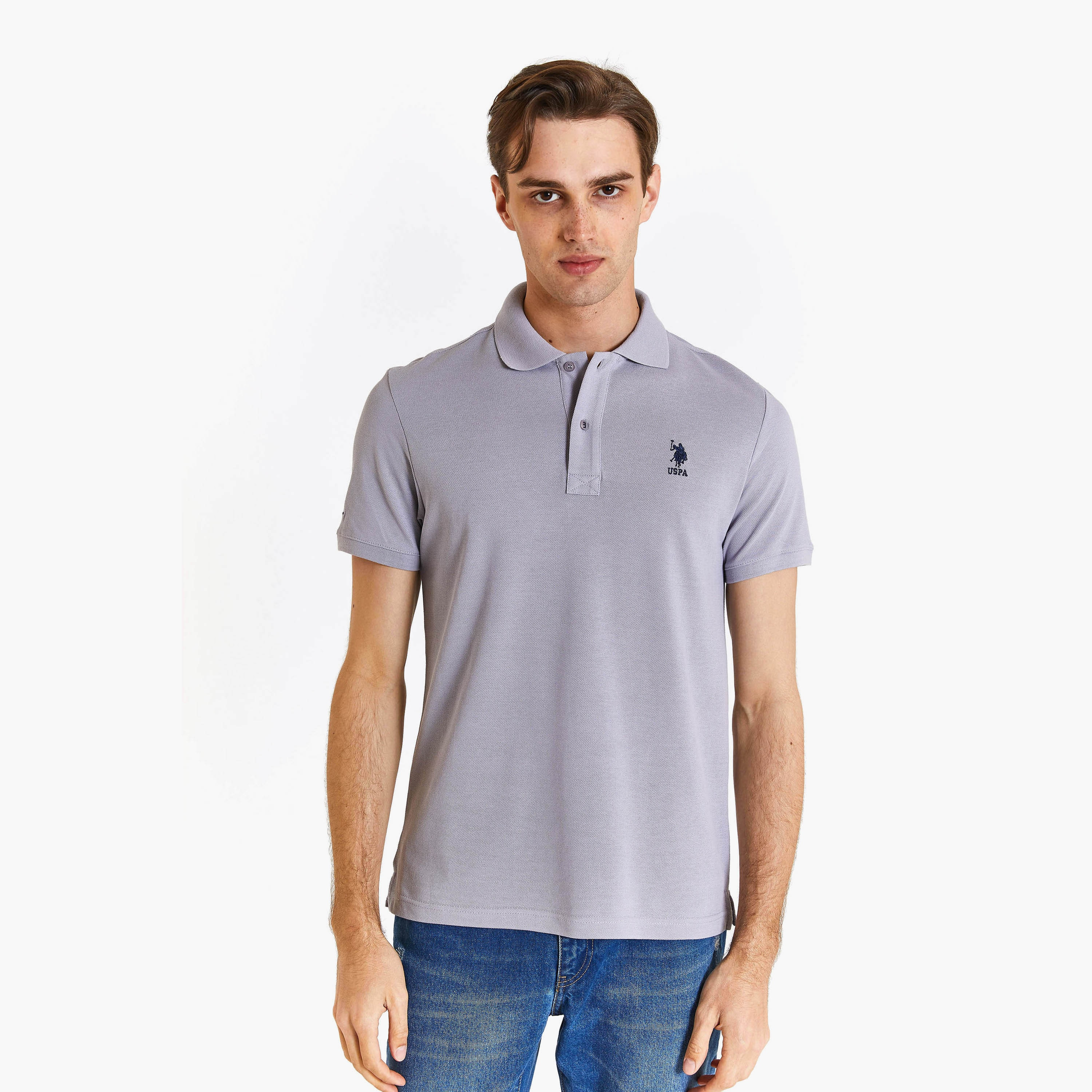 تي شيرت بولو بأكمام قصيرة وياقة سادة  من يو اس بولو اسسن-men-clothing-tshirtsandpolos-polos-image-1