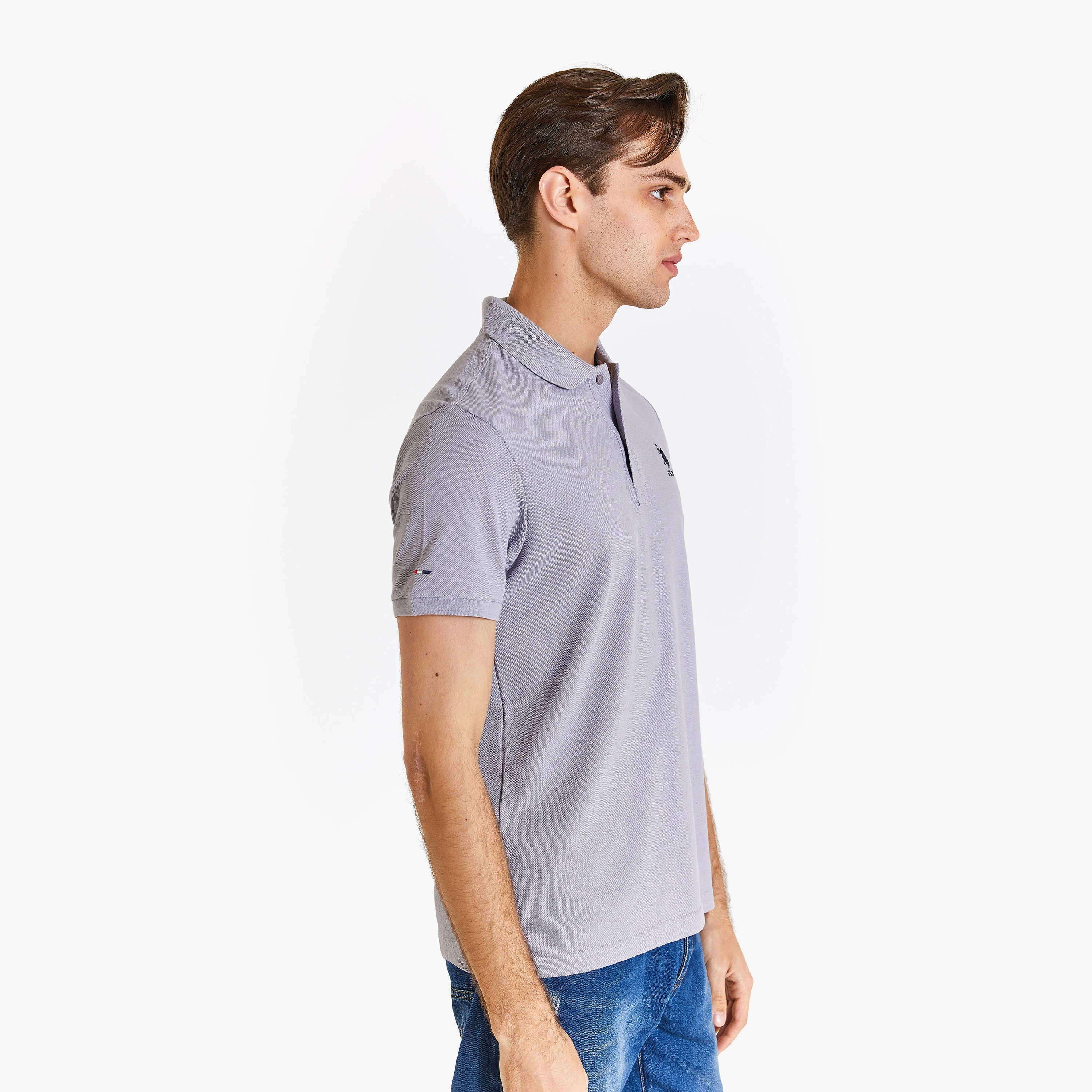 تي شيرت بولو بأكمام قصيرة وياقة سادة  من يو اس بولو اسسن-men-clothing-tshirtsandpolos-polos-image-2