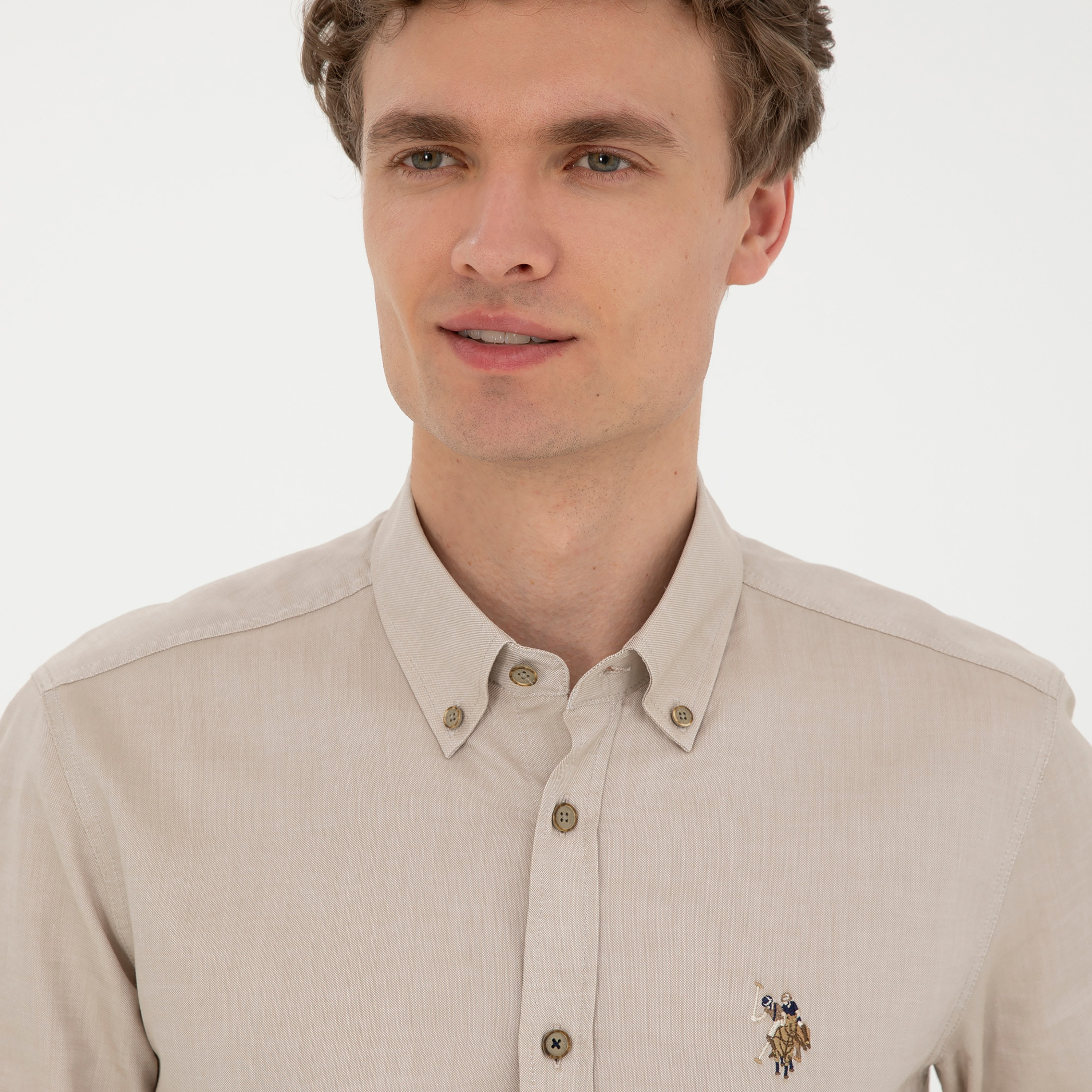 U.S.Polo'Assn Slim Fit Embroidered Logo Button Down Collar Long Sleeves Shirt-men-clothing-shirts-image-2