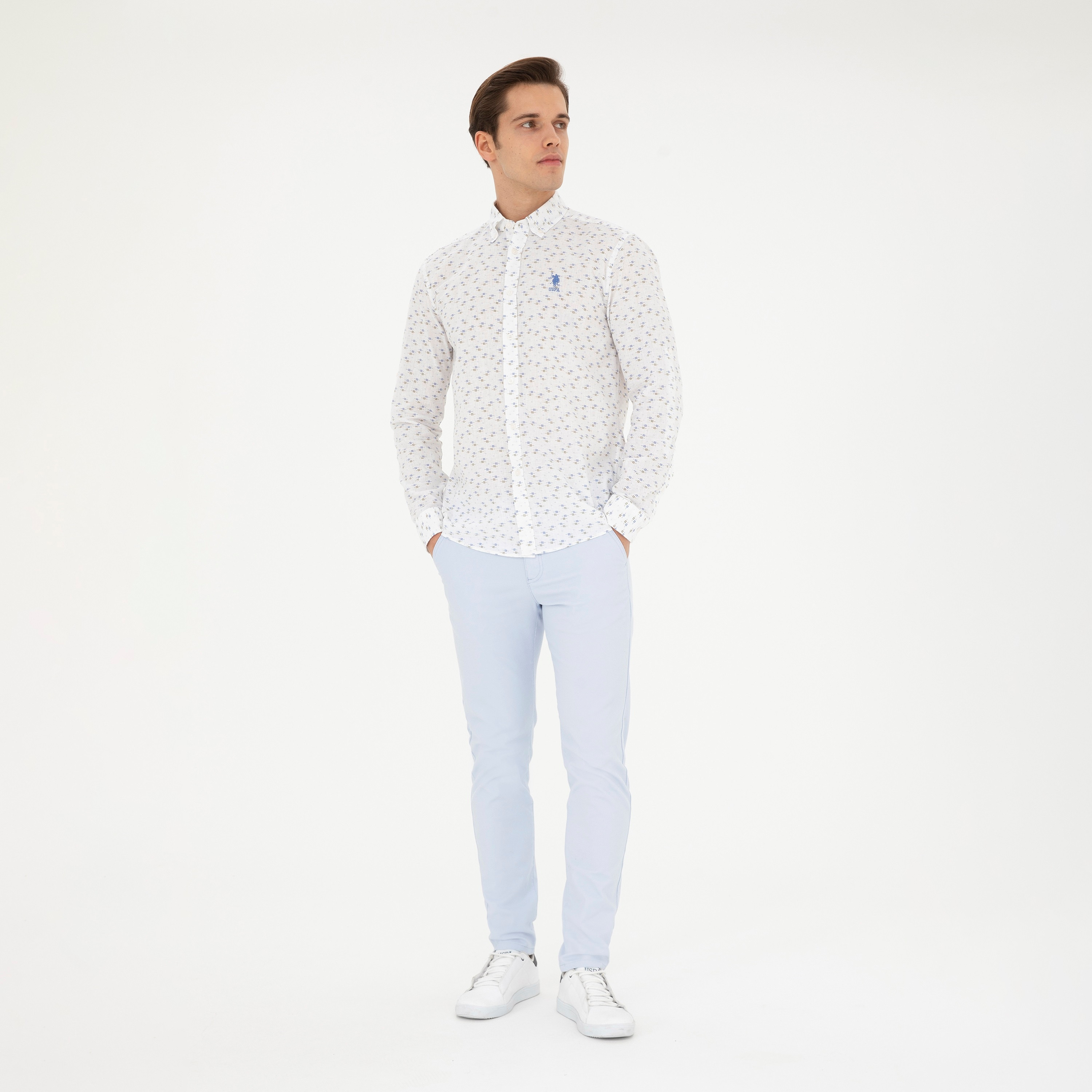 تشينو سادة متوسط الارتفاع بأزرار ذو سليم فيت مع أمامية مسطحة من يو إس بولو أسن-men-clothing-bottoms-trousersandchinos-chinos-image-5