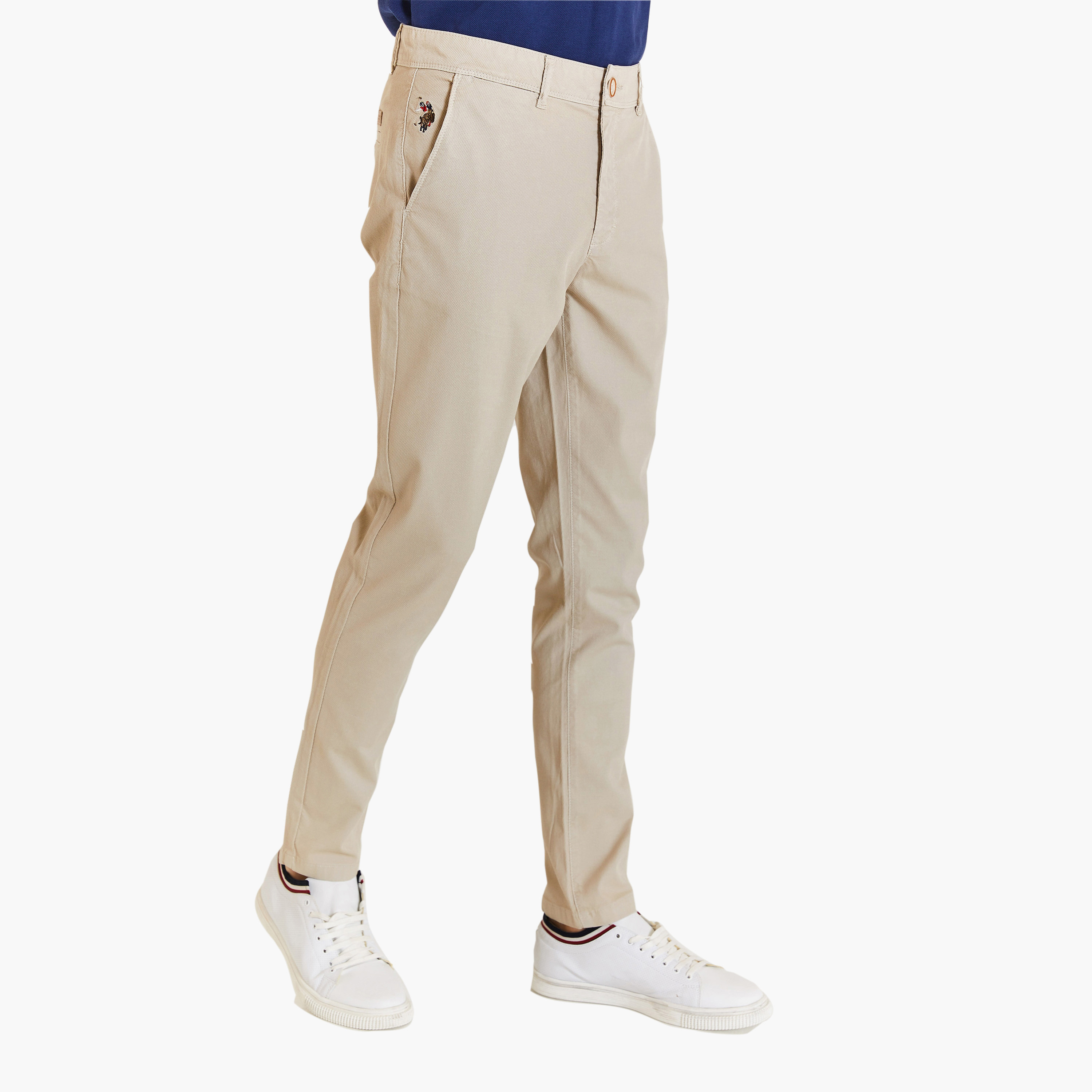 تشينو سادة متوسط الارتفاع بأزرار ذو سليم فيت مع أمامية مسطحة من يو إس بولو أسن-men-clothing-bottoms-trousersandchinos-chinos-image-2
