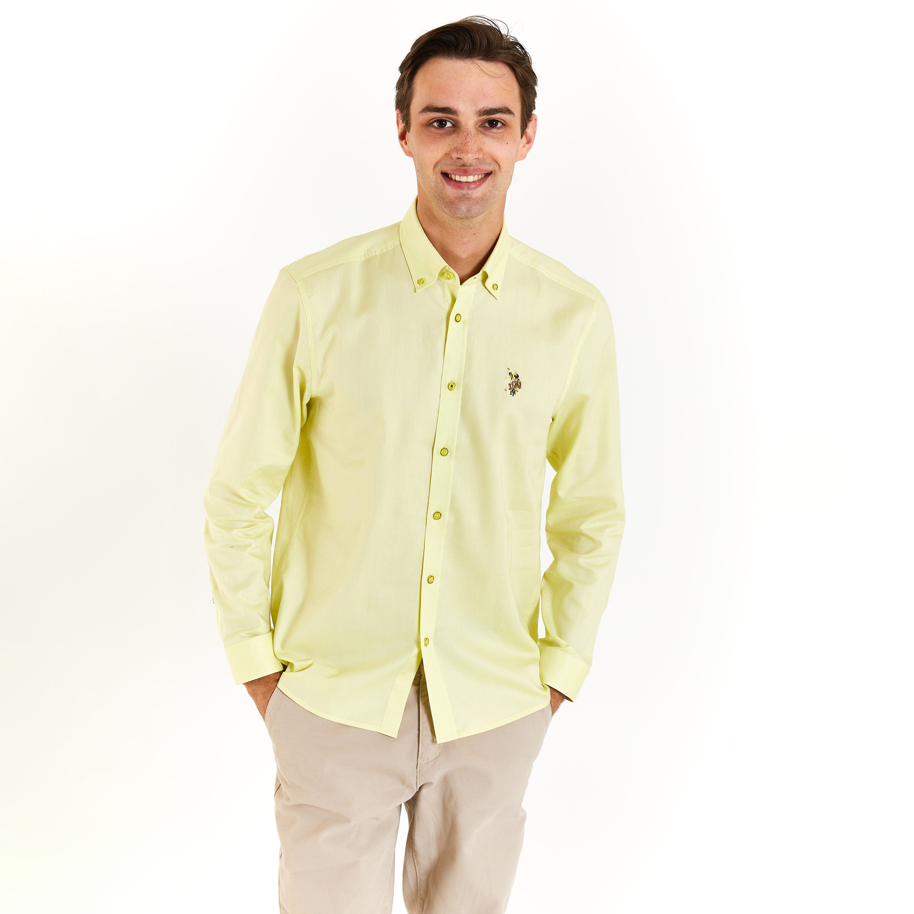 U.S. Polo Assn Plain Button Down Collar Long Sleeves Casual Shirt-men-clothing-shirts-image-1