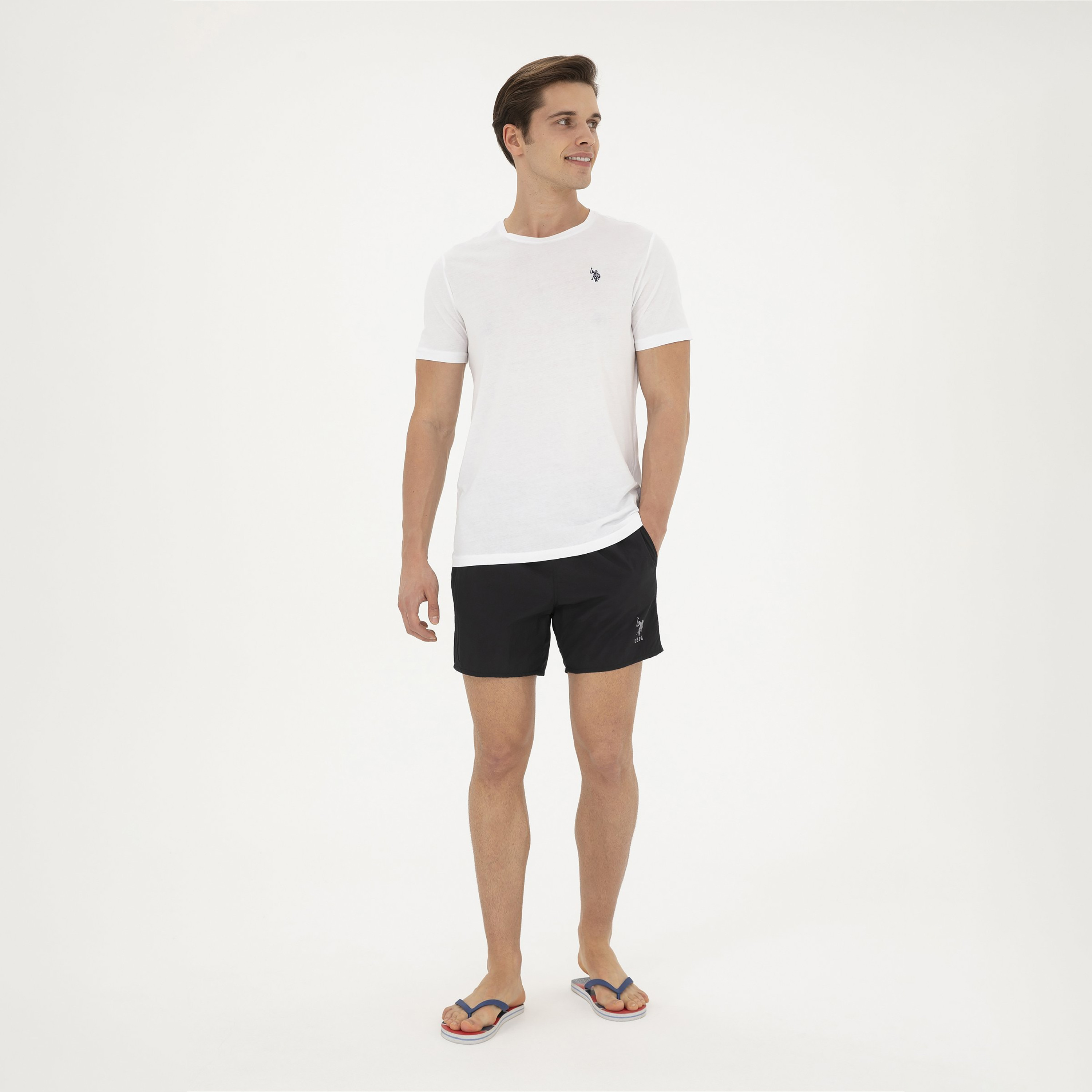 U.S.Polo'Assn Embroidered Logo Drawstring Waistband Swim Shorts-men-clothing-swimandbeach-shorts-image-2