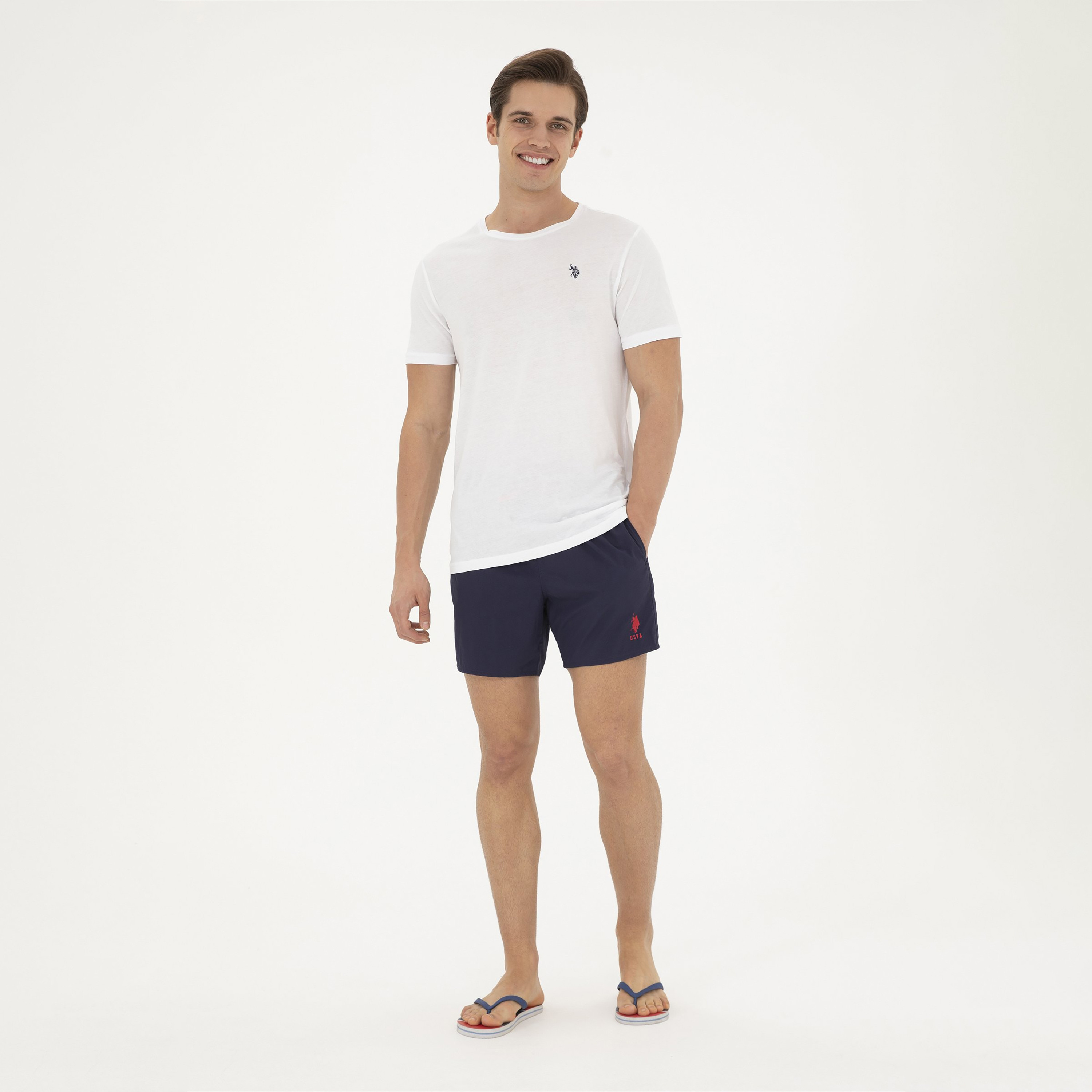 U.S.Polo'Assn Embroidered Logo Drawstring Waistband Swim Shorts-men-clothing-swimandbeach-shorts-image-6