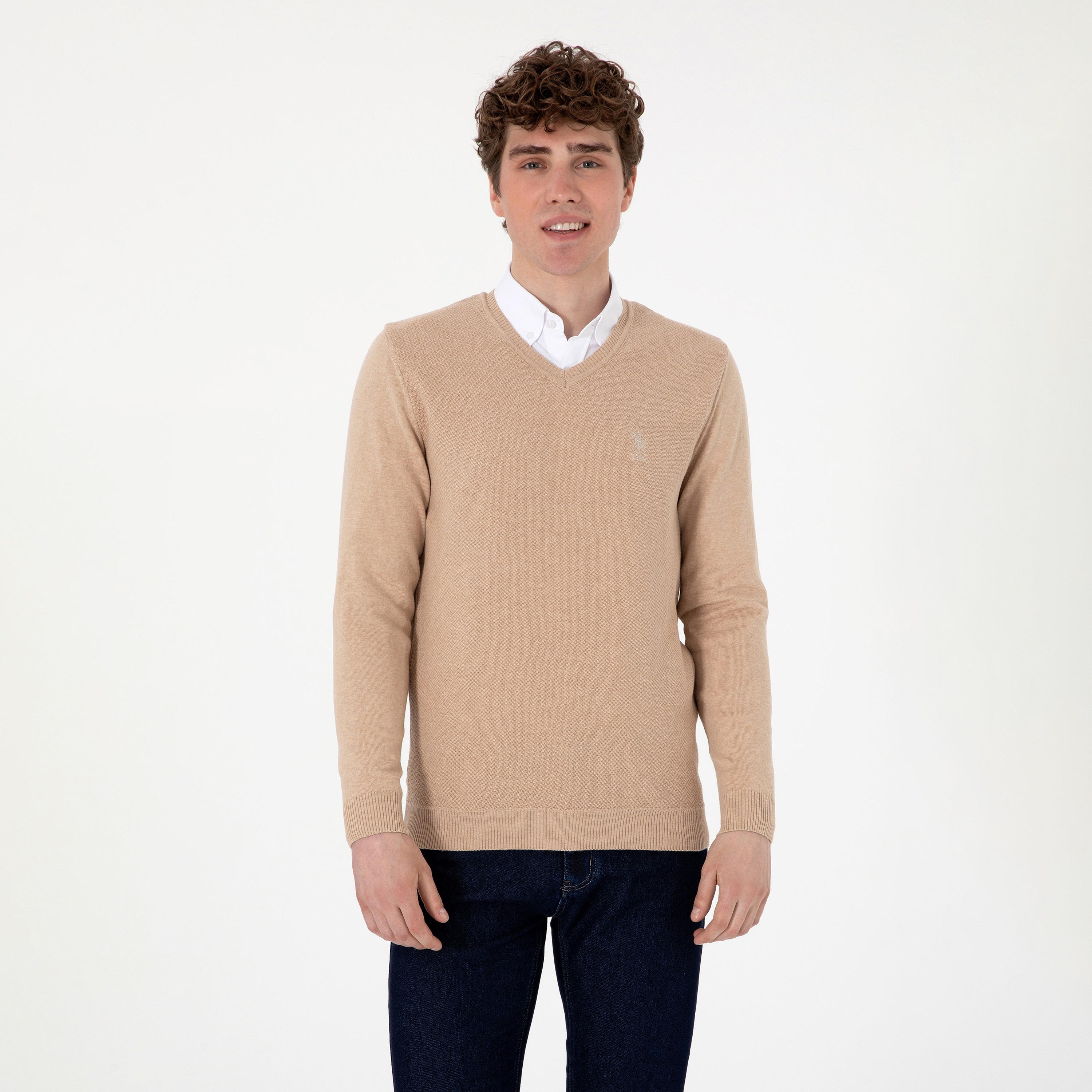U.S. Polo Assn Textured V-Neck Long Sleeves Men's Sweater-men-clothing-sweatersandpullovers-image-17