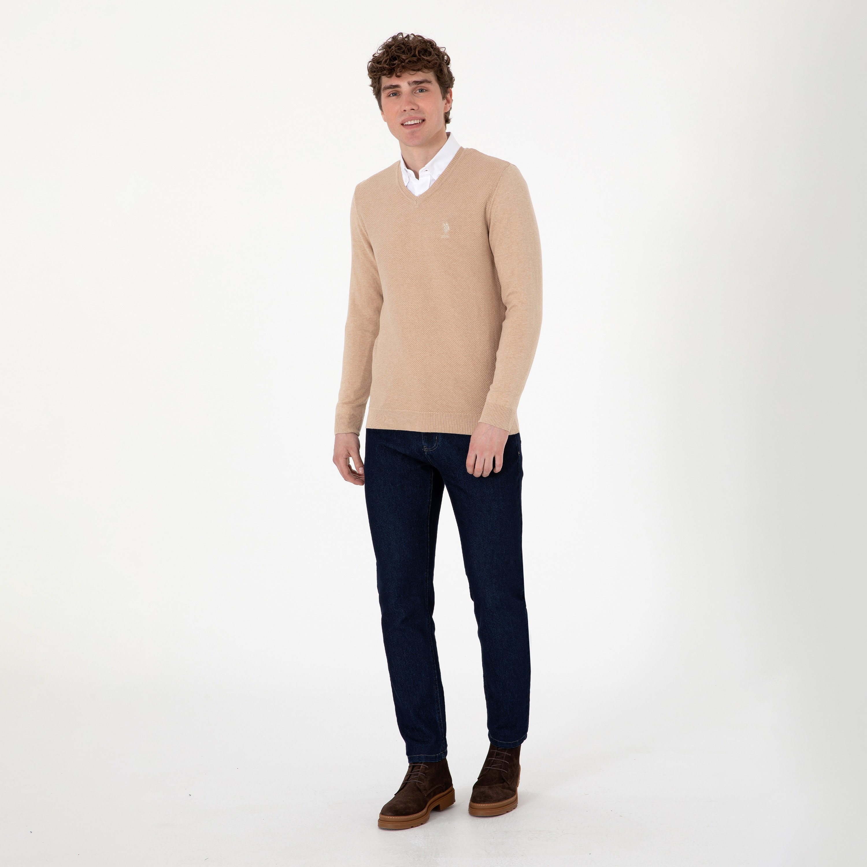 U.S. Polo Assn Textured V-Neck Long Sleeves Men's Sweater-men-clothing-sweatersandpullovers-image-18
