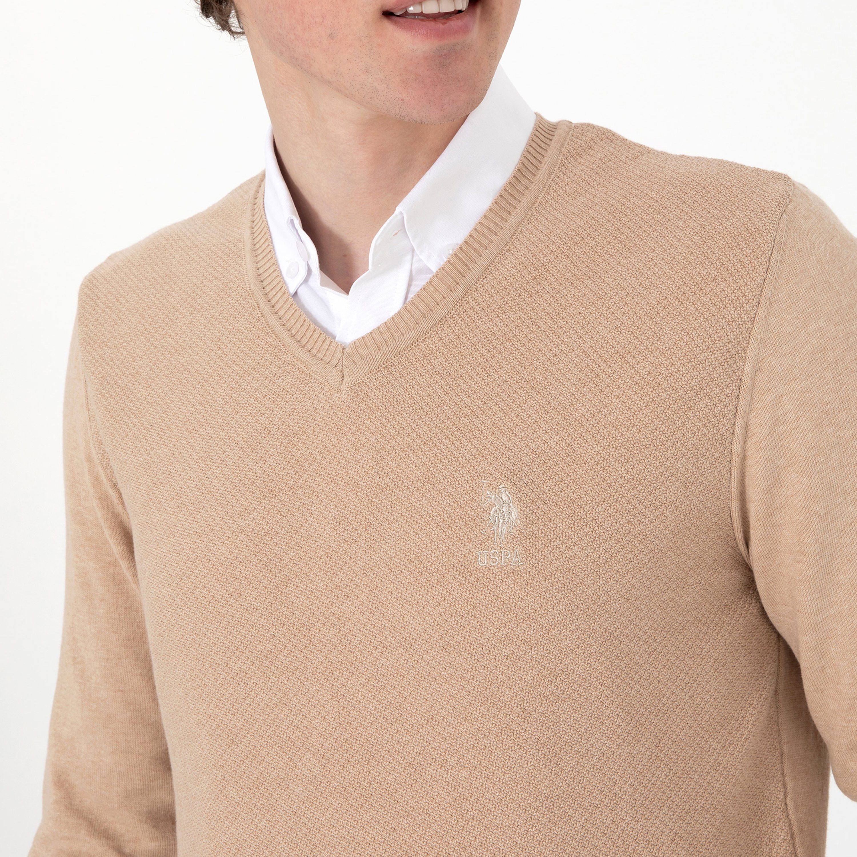 U.S. Polo Assn Textured V-Neck Long Sleeves Men's Sweater-men-clothing-sweatersandpullovers-image-19