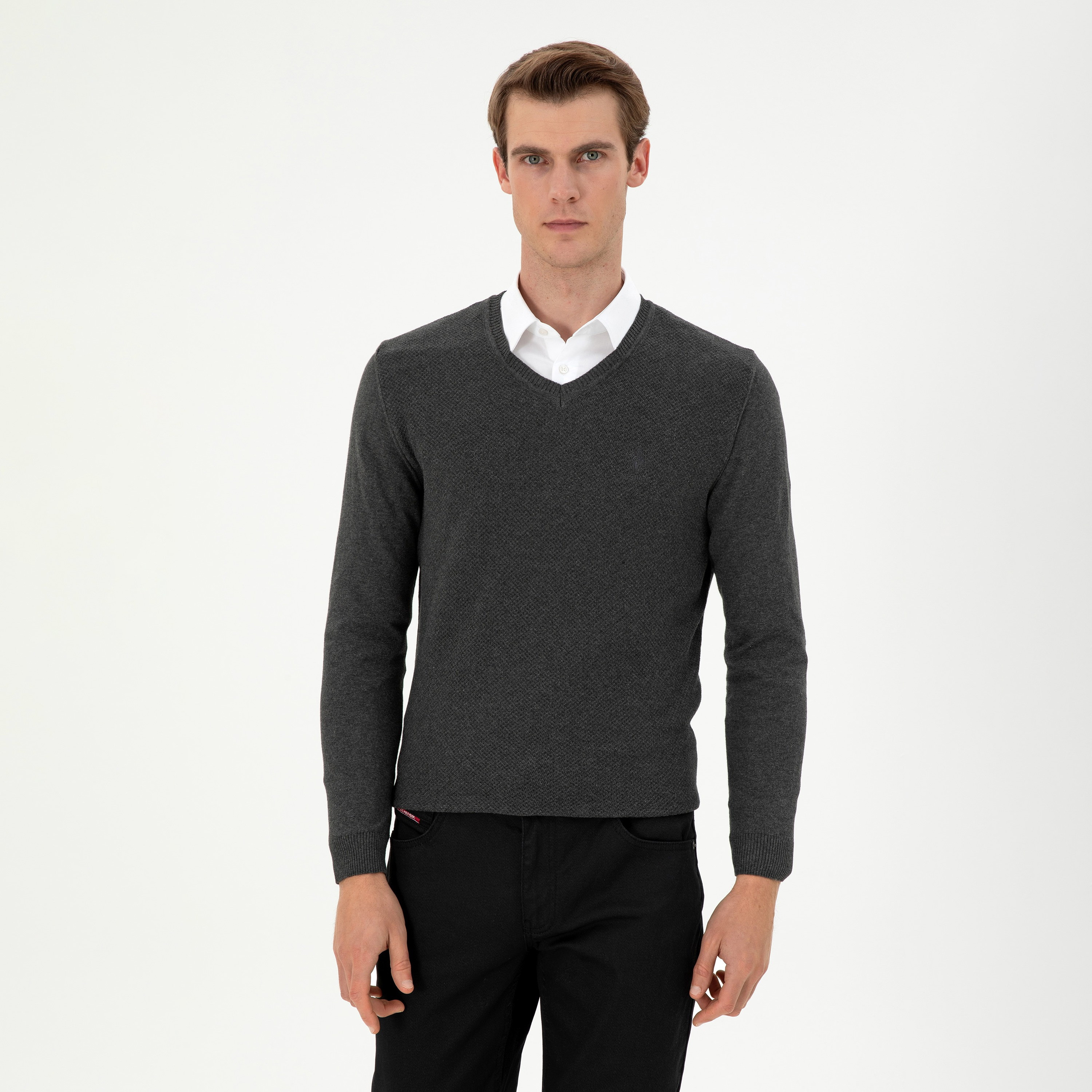 U.S. Polo Assn Textured V-Neck Long Sleeves Men's Sweater-men-clothing-sweatersandpullovers-image-5