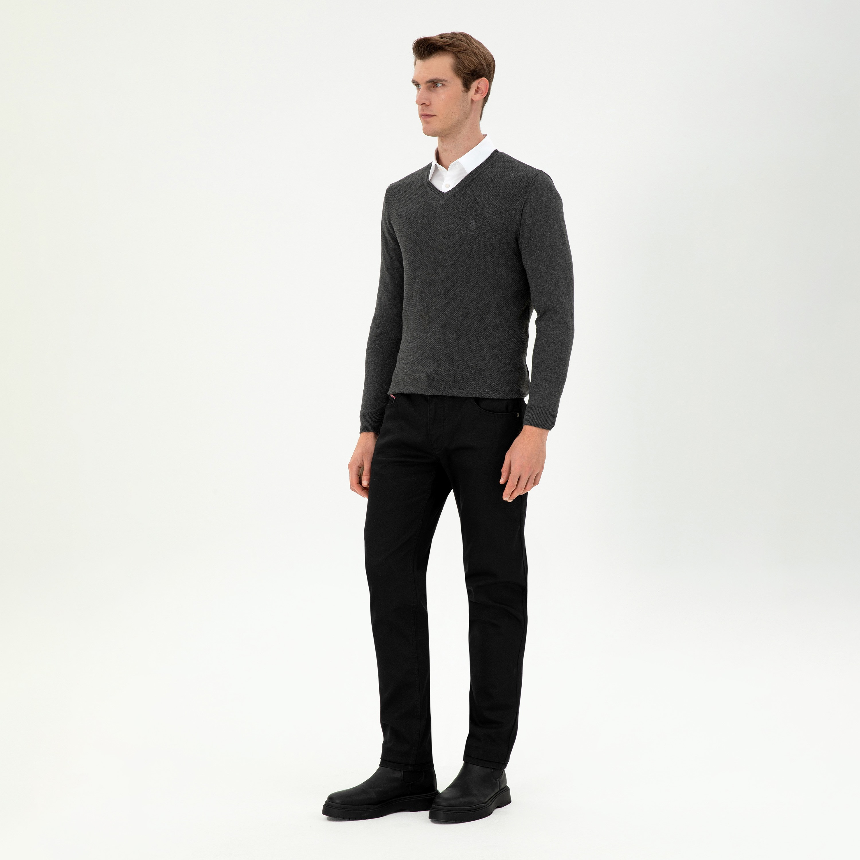 U.S. Polo Assn Textured V-Neck Long Sleeves Men's Sweater-men-clothing-sweatersandpullovers-image-6