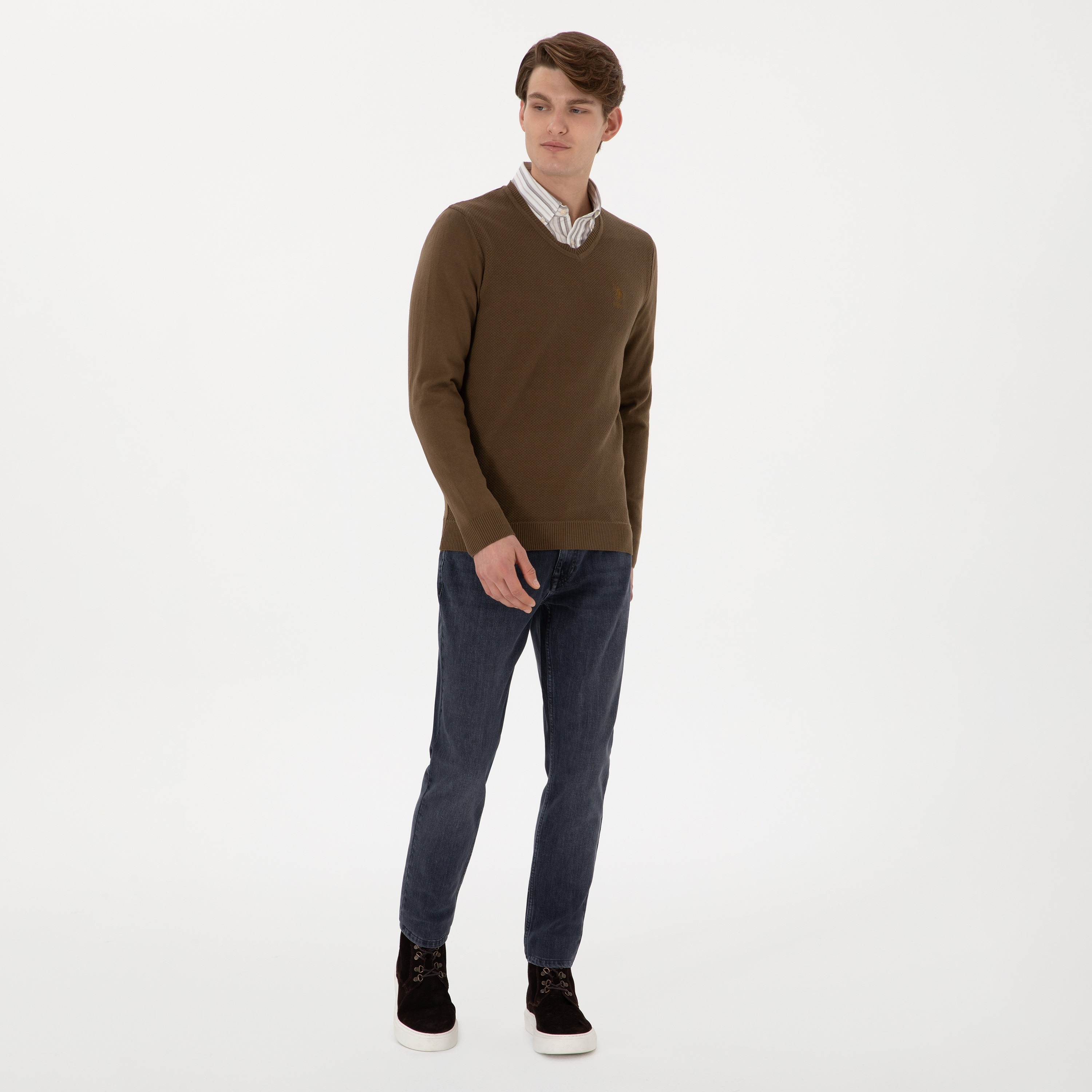U.S. Polo Assn Textured V-Neck Long Sleeves Men's Sweater-men-clothing-sweatersandpullovers-image-14
