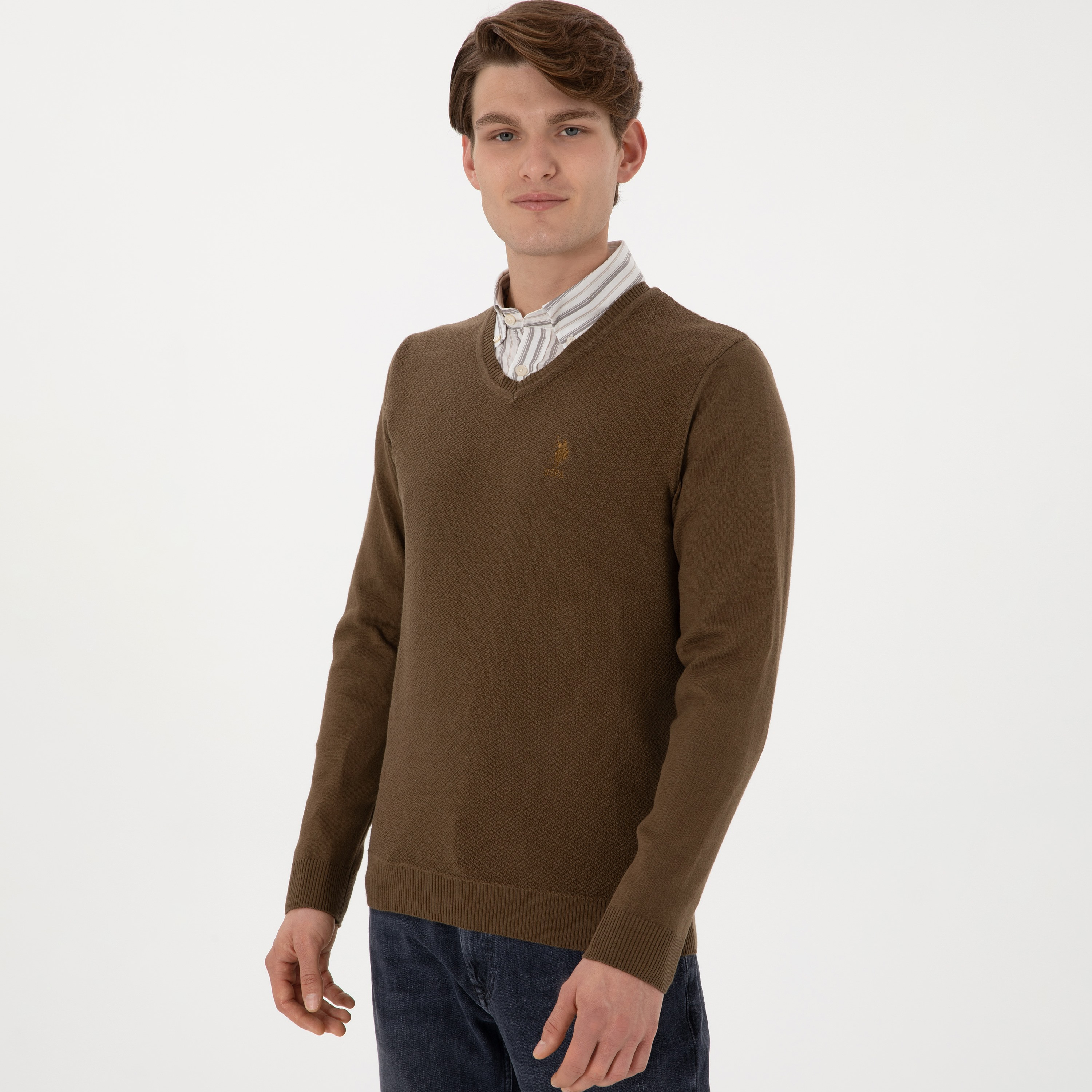 U.S. Polo Assn Textured V-Neck Long Sleeves Men's Sweater-men-clothing-sweatersandpullovers-image-16