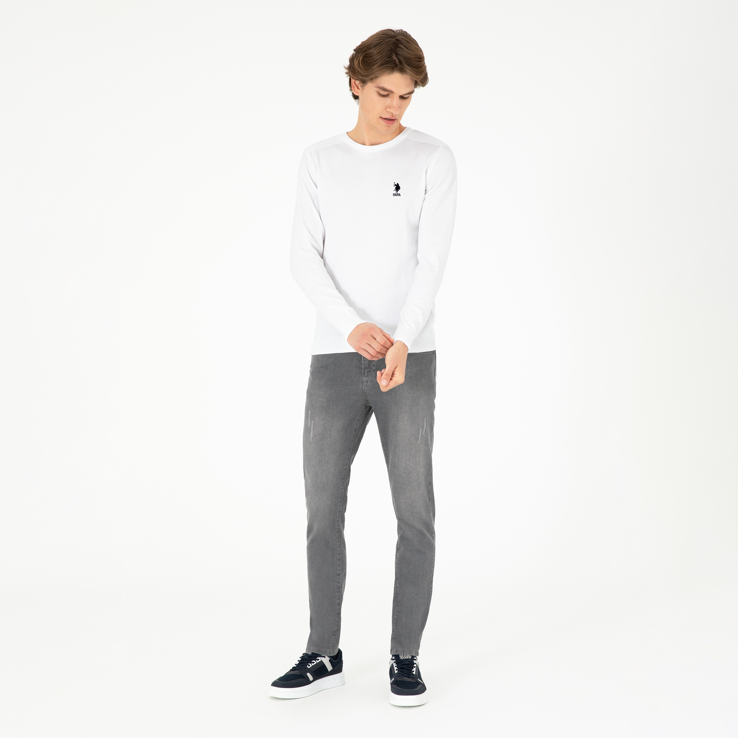 سترة رجالية برقبة دائرية سادة بأكمام طويلة من يو اس بولو-men-clothing-sweatersandpullovers-image-2