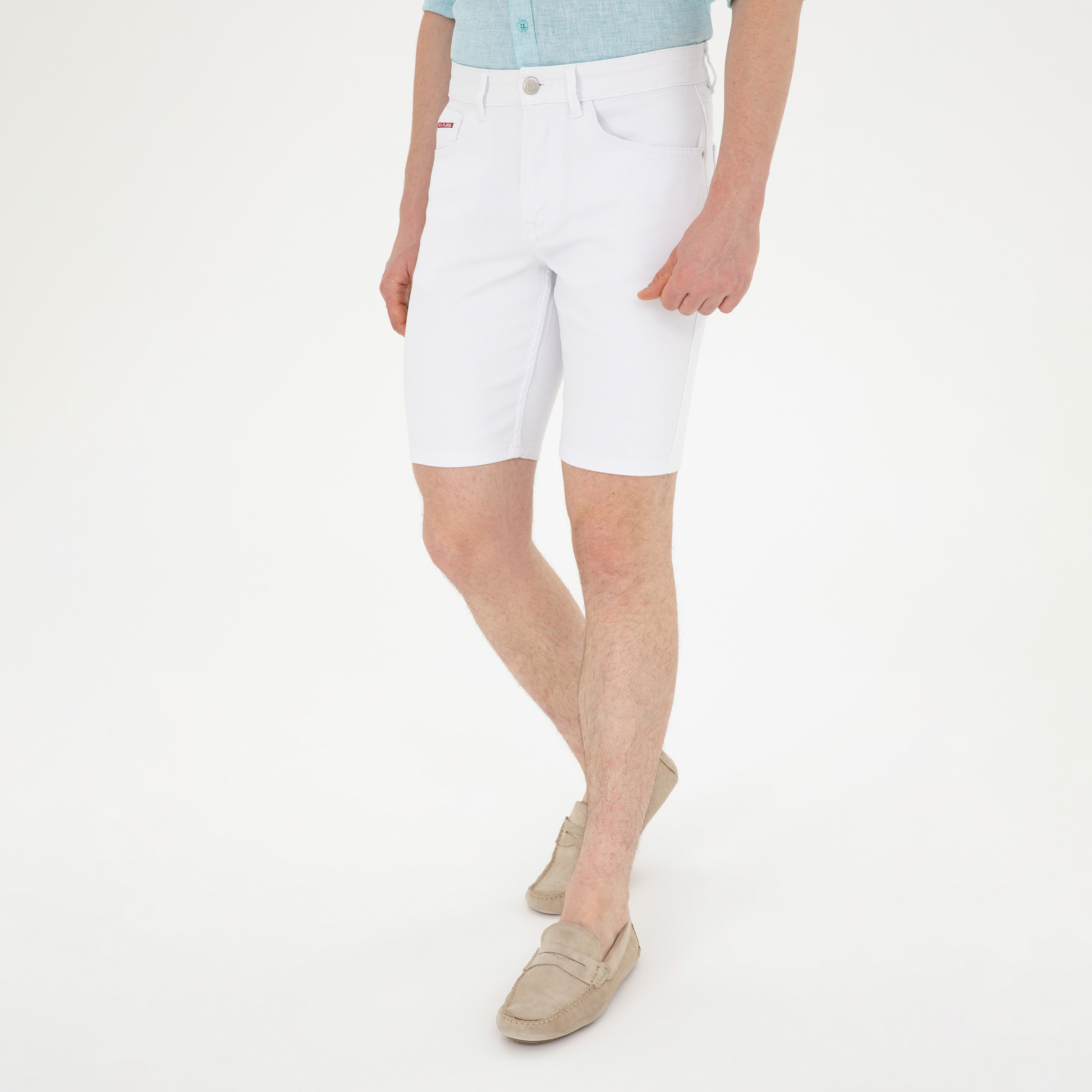 U.S.Polo'Assn Plain Mid-Rise Button & Zip Fly Denim Shorts-men-clothing-bottoms-shorts-image-1