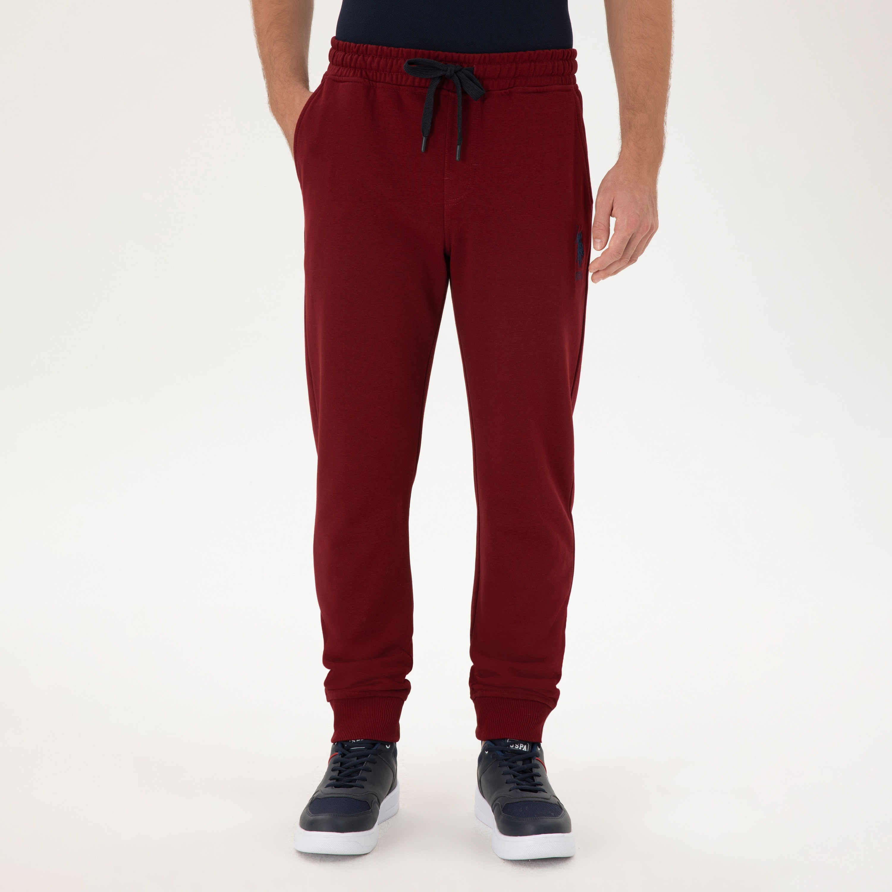 U.S. Polo Assn Plain Mid-Rise Drawstring Waist Men's Joggers-men-clothing-bottoms-joggers-image-1